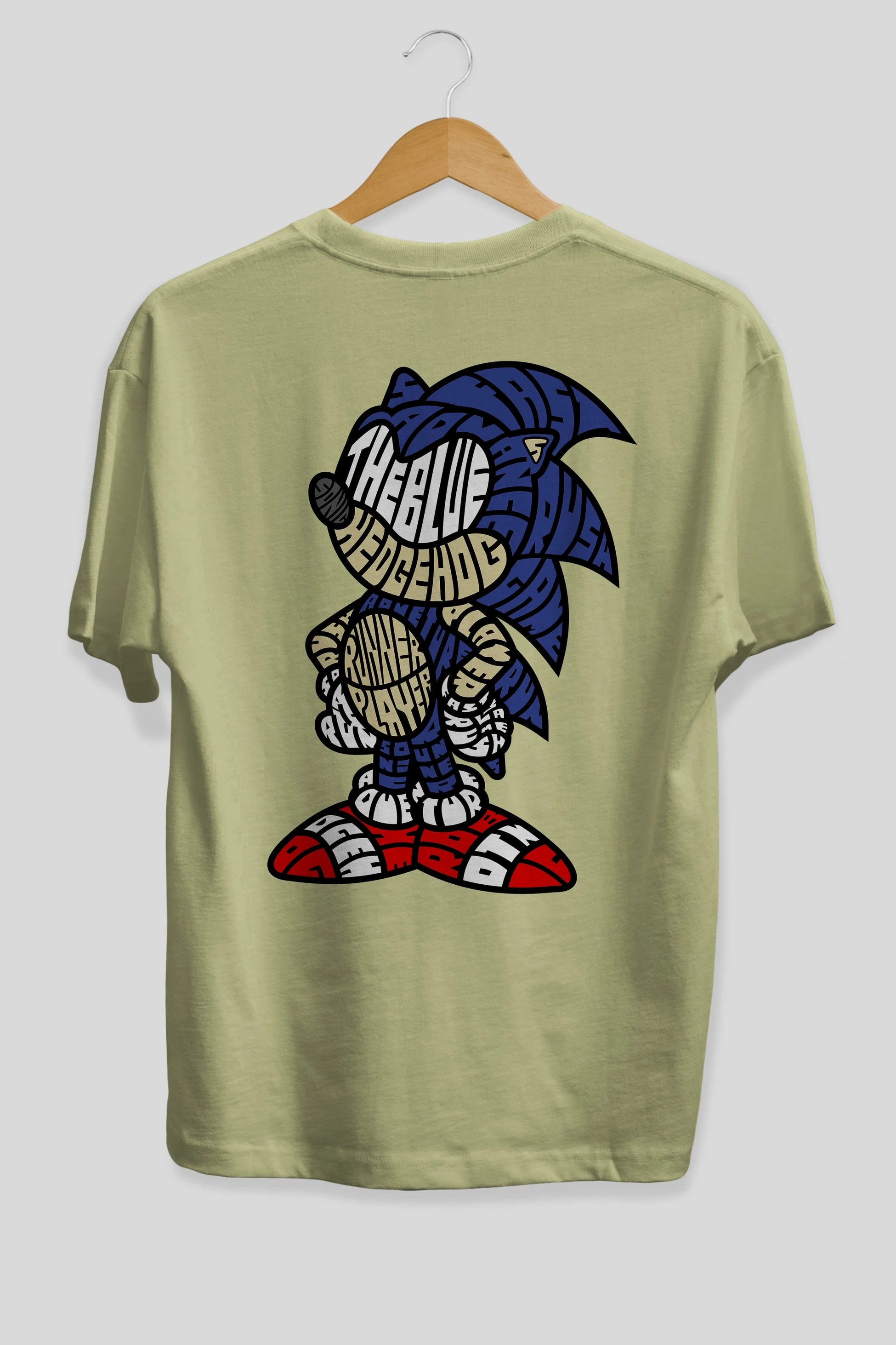 The Blue Hedgehog Arka Baskılı Oversize t-shirt %100 pamuk Erkek Kadın Unisex