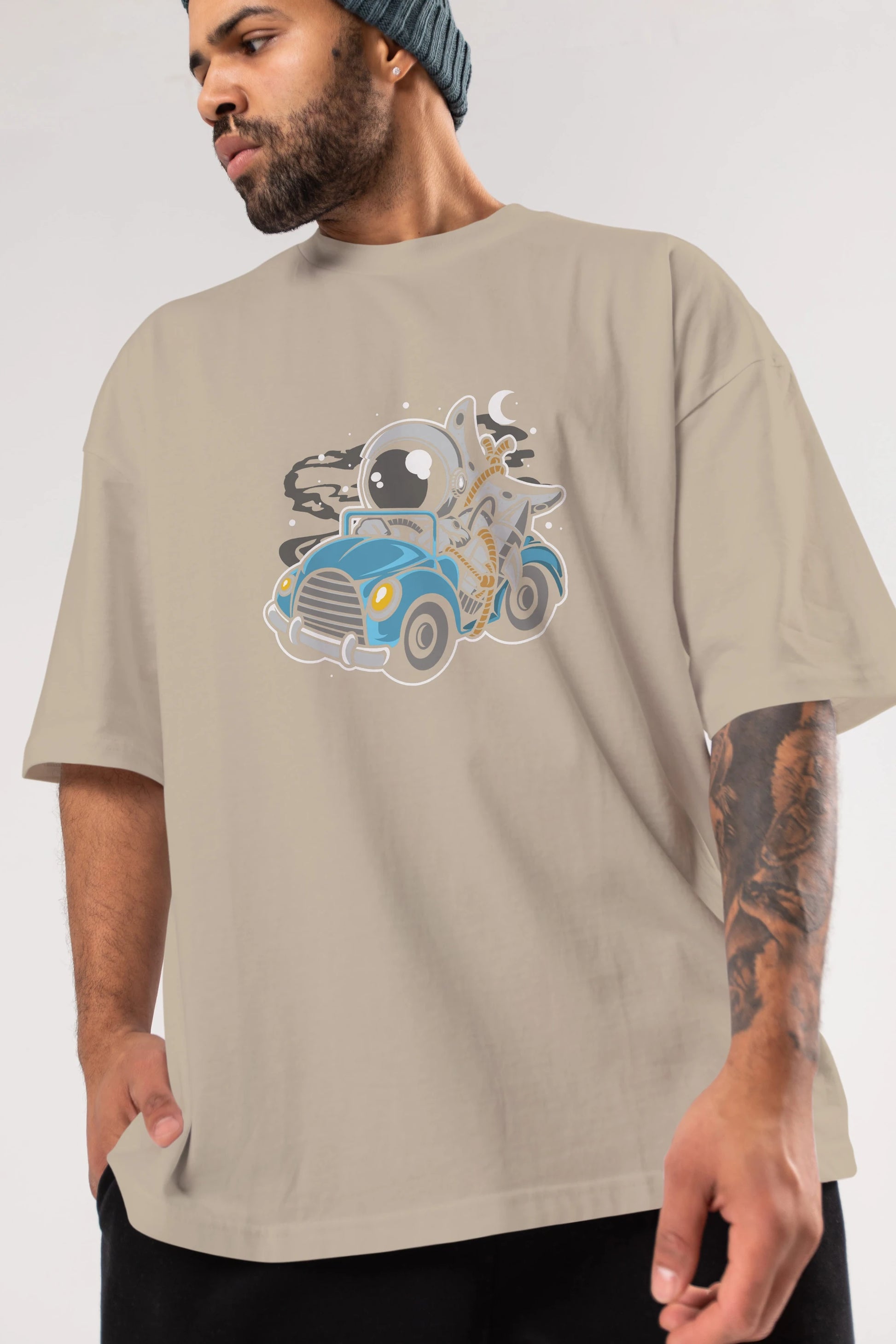 Astronaut Journey Ön Baskılı Oversize t-shirt Erkek Kadın Unisex