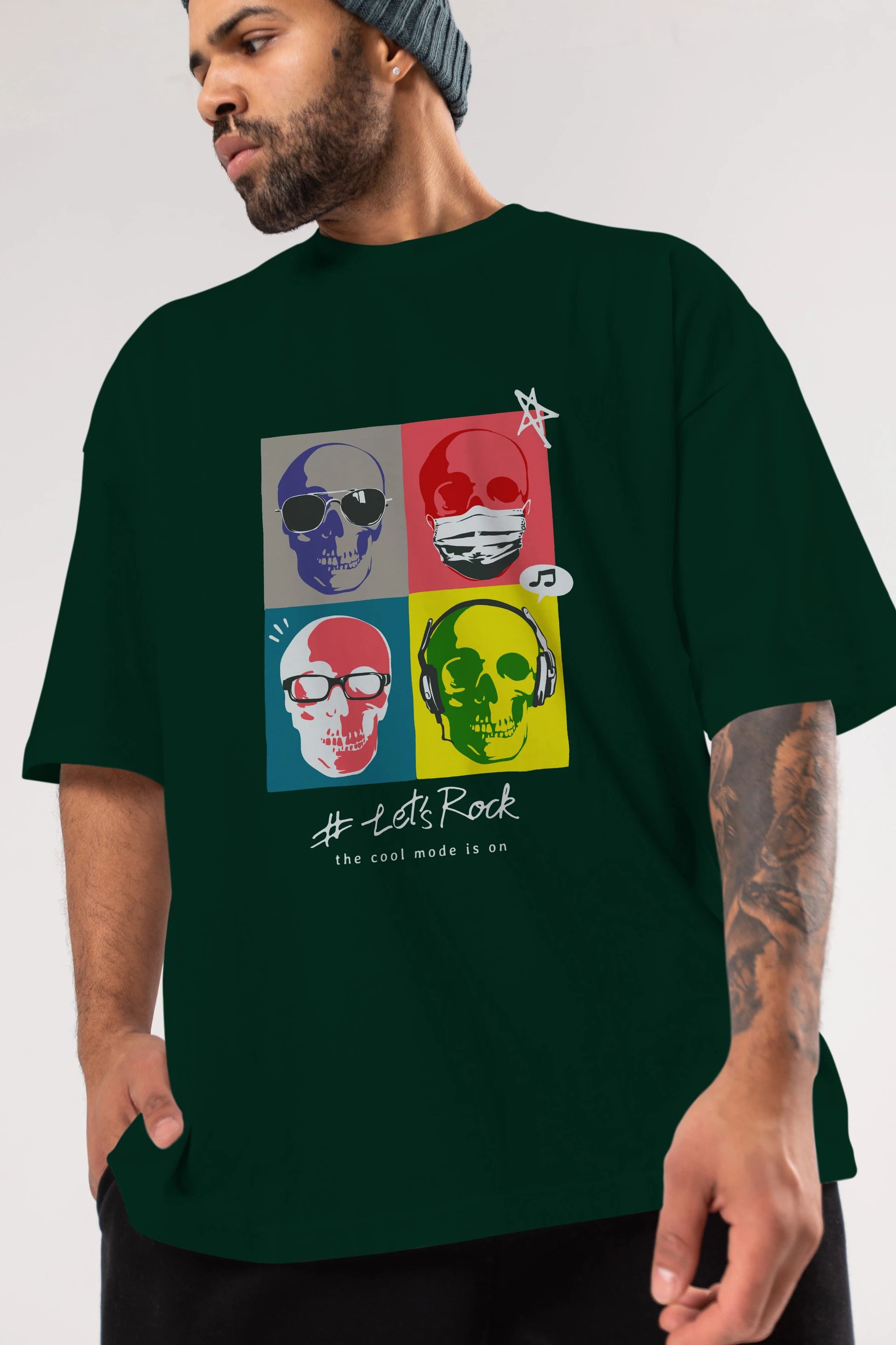 Lets Rock Ön Baskılı Oversize t-shirt Erkek Kadın Unisex