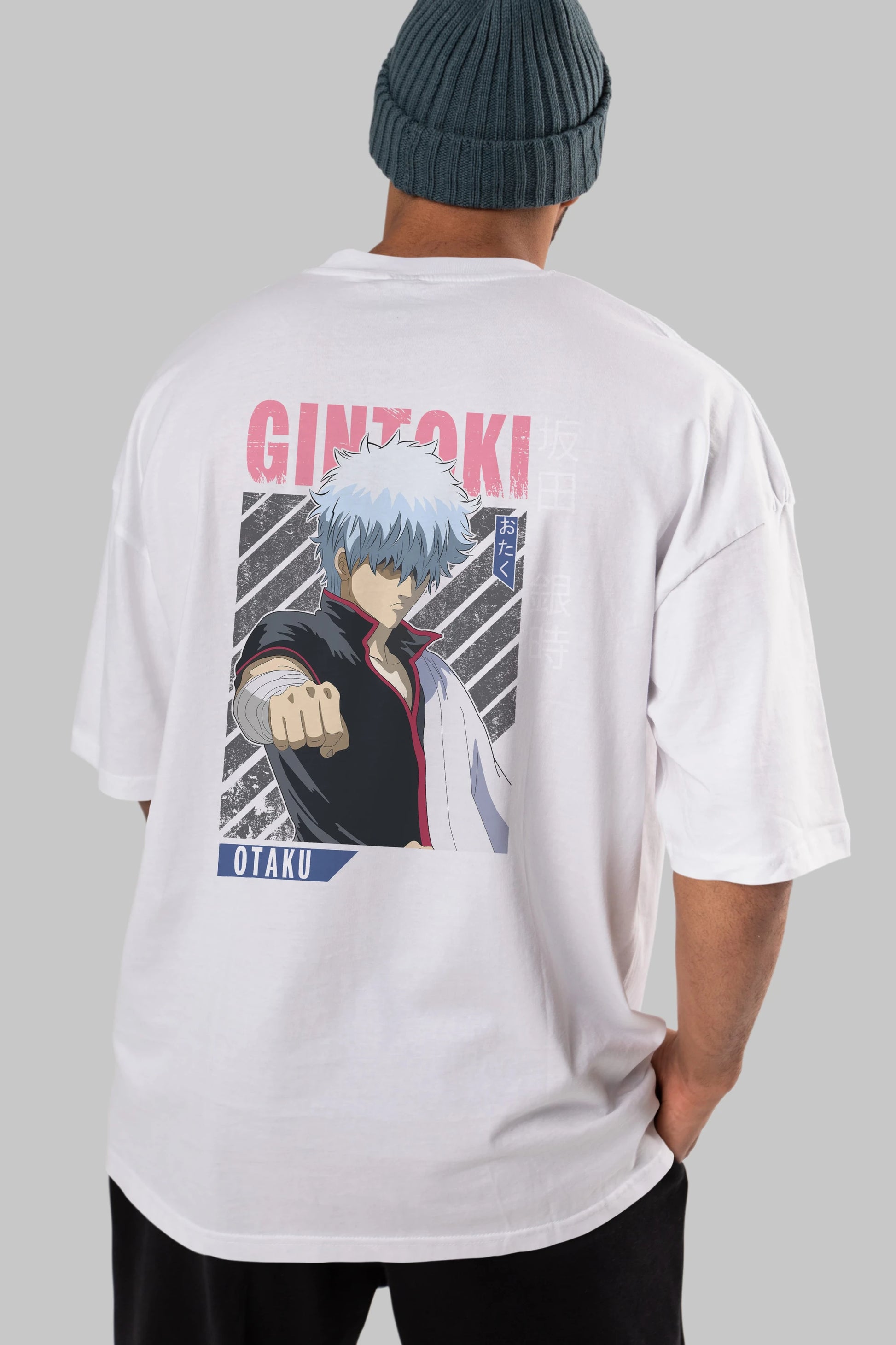 Gintoki Sakata GINTAMA 2 Anime Arka Baskılı Oversize t-shirt Erkek Kadın Unisex