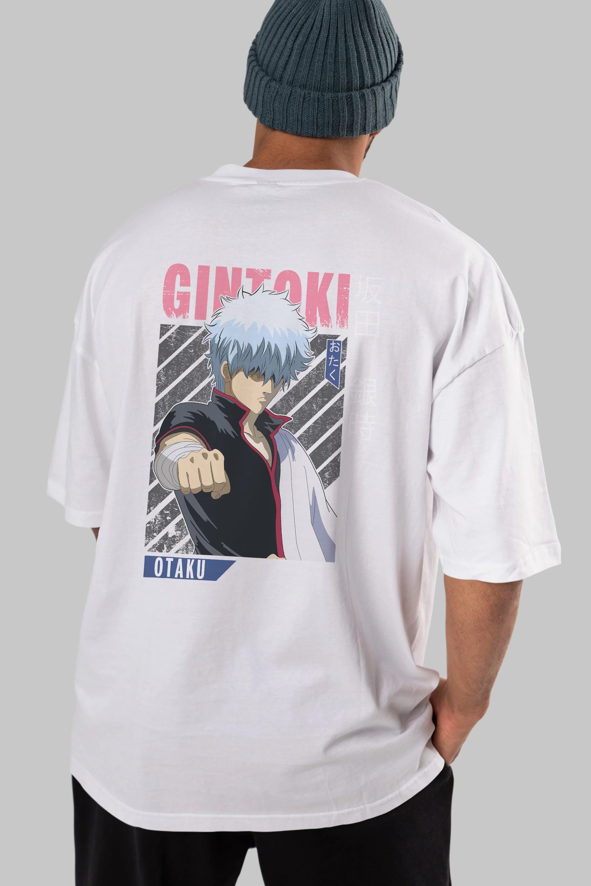Gintoki Sakata GINTAMA 2 Anime Arka Baskılı Oversize t-shirt Erkek Kadın Unisex