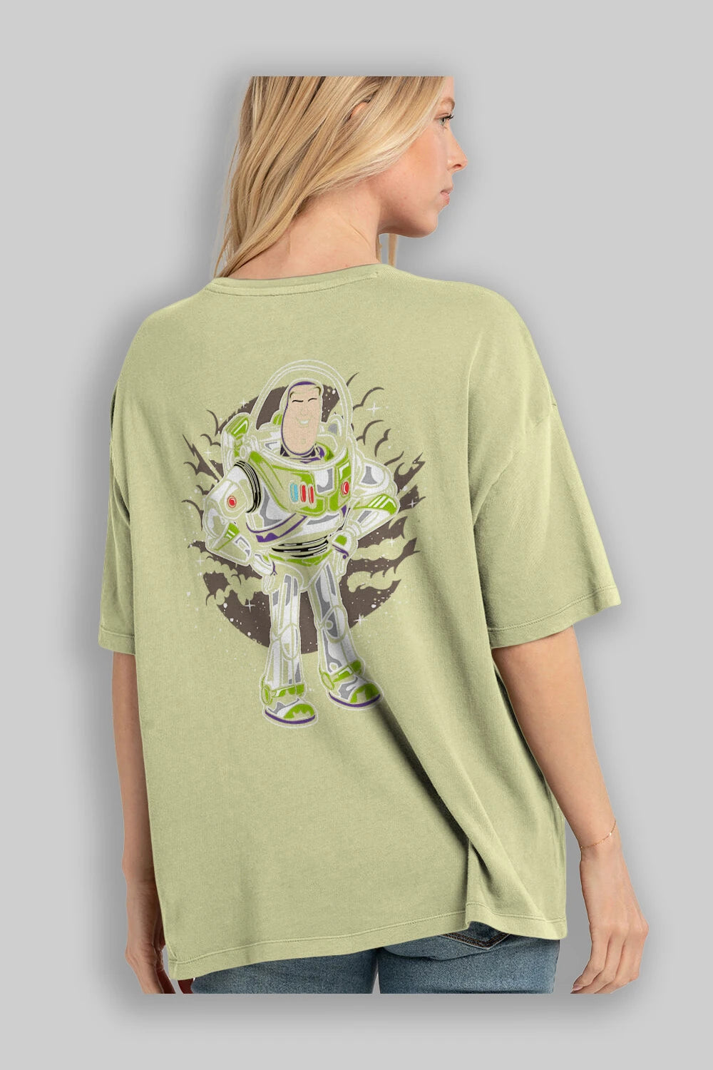 Buzz Arka Baskılı Oversize t-shirt Erkek Kadın Unisex %100 Pamuk