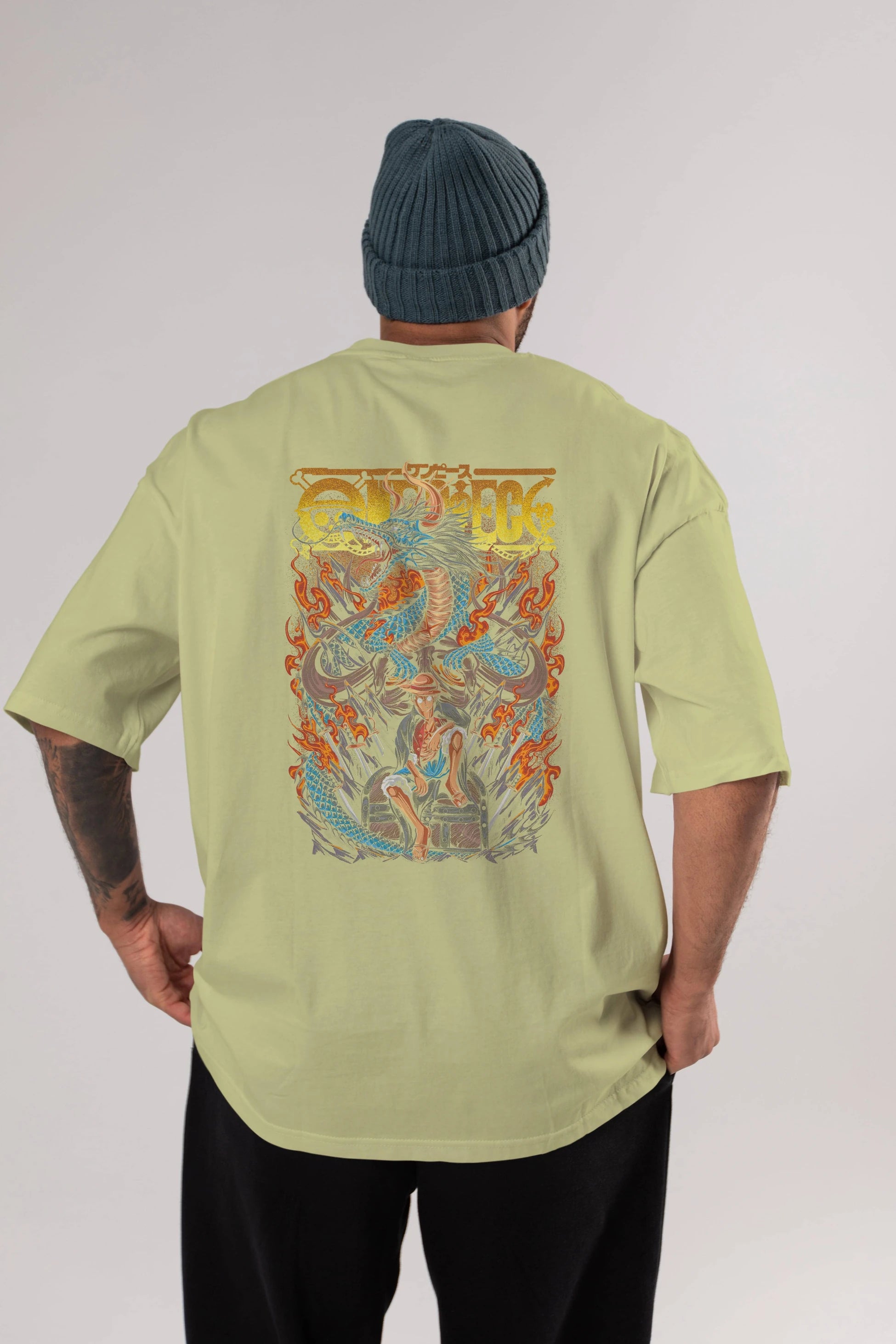 MONKEY D. LUFF-ONE PIECE Anime Arka Baskılı Oversize t-shirt Erkek Kadın Unisex