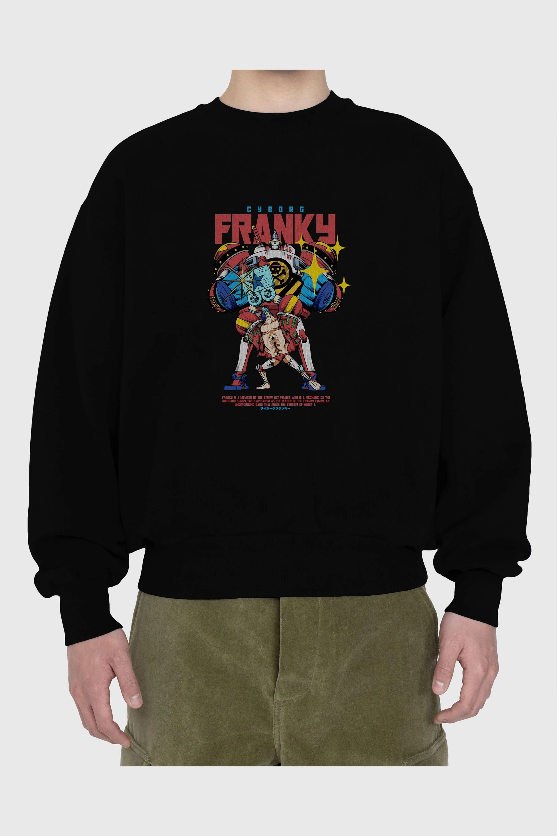 Cyborg Franky Anime Ön Baskılı Oversize Sweatshirt Erkek Kadın Unisex