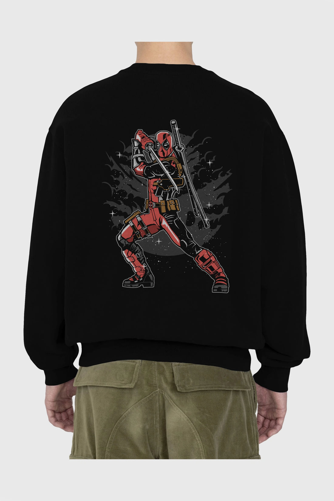 Deadpool Arka Baskılı Oversize Sweatshirt Erkek Kadın Unisex