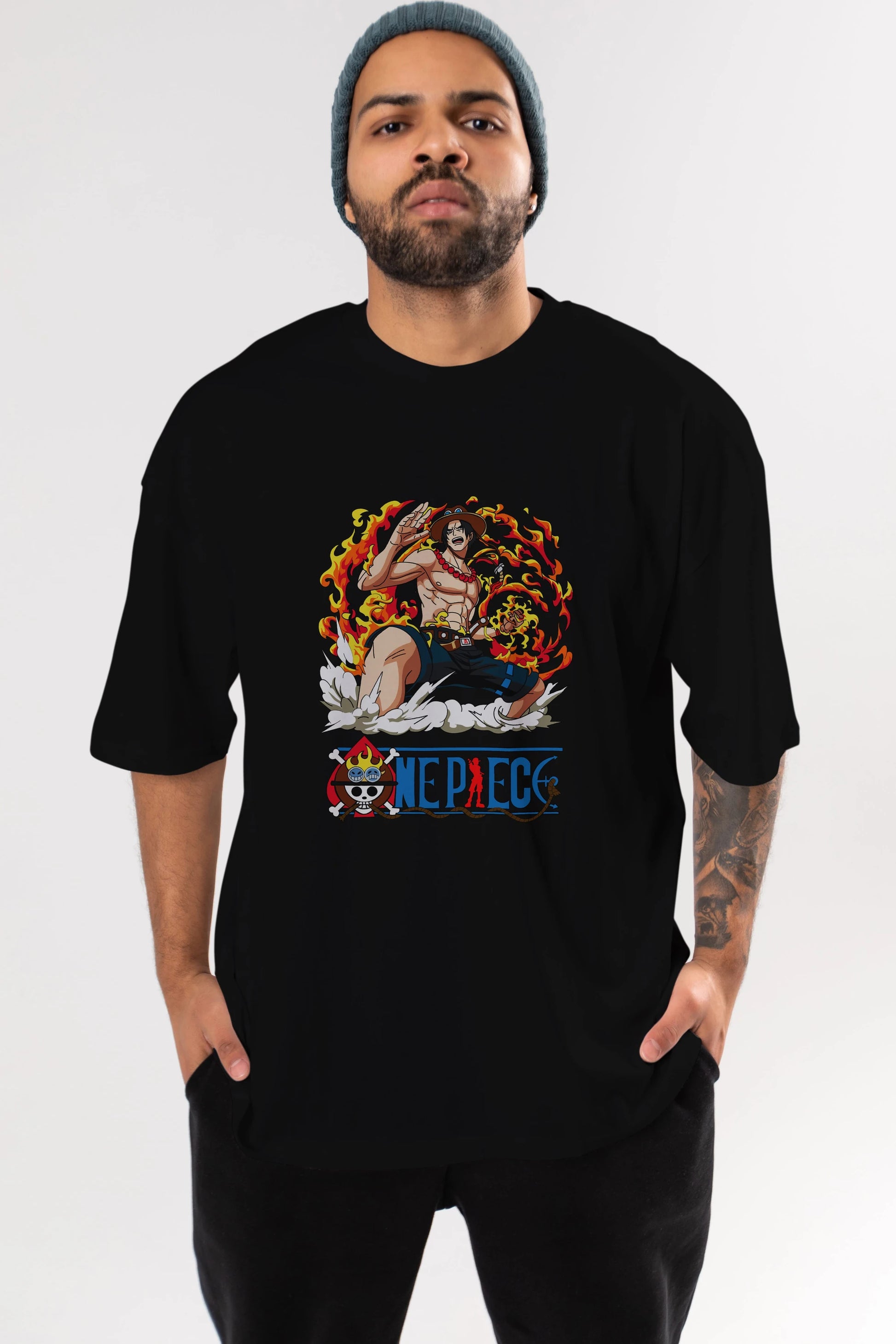 One Piece Anime Ön Baskılı Oversize t-shirt Erkek Kadın Unisex