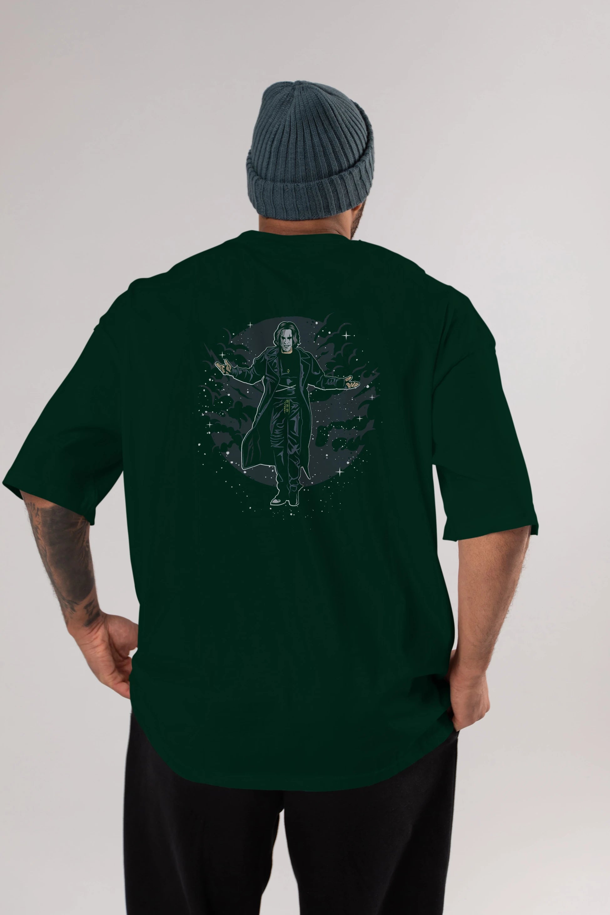 The Crow Arka Baskılı Oversize t-shirt Erkek Kadın Unisex %100 Pamuk