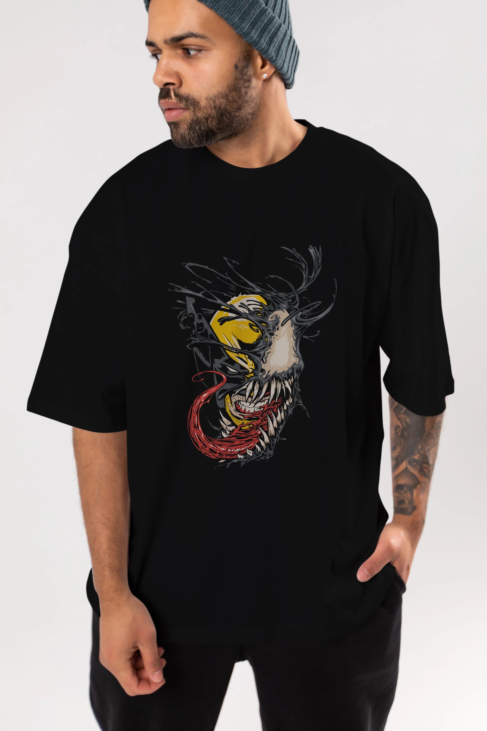 Venom (4) Ön Baskılı Oversize t-shirt Erkek Kadın Unisex %100 Pamuk Bisiklet Yaka tişort