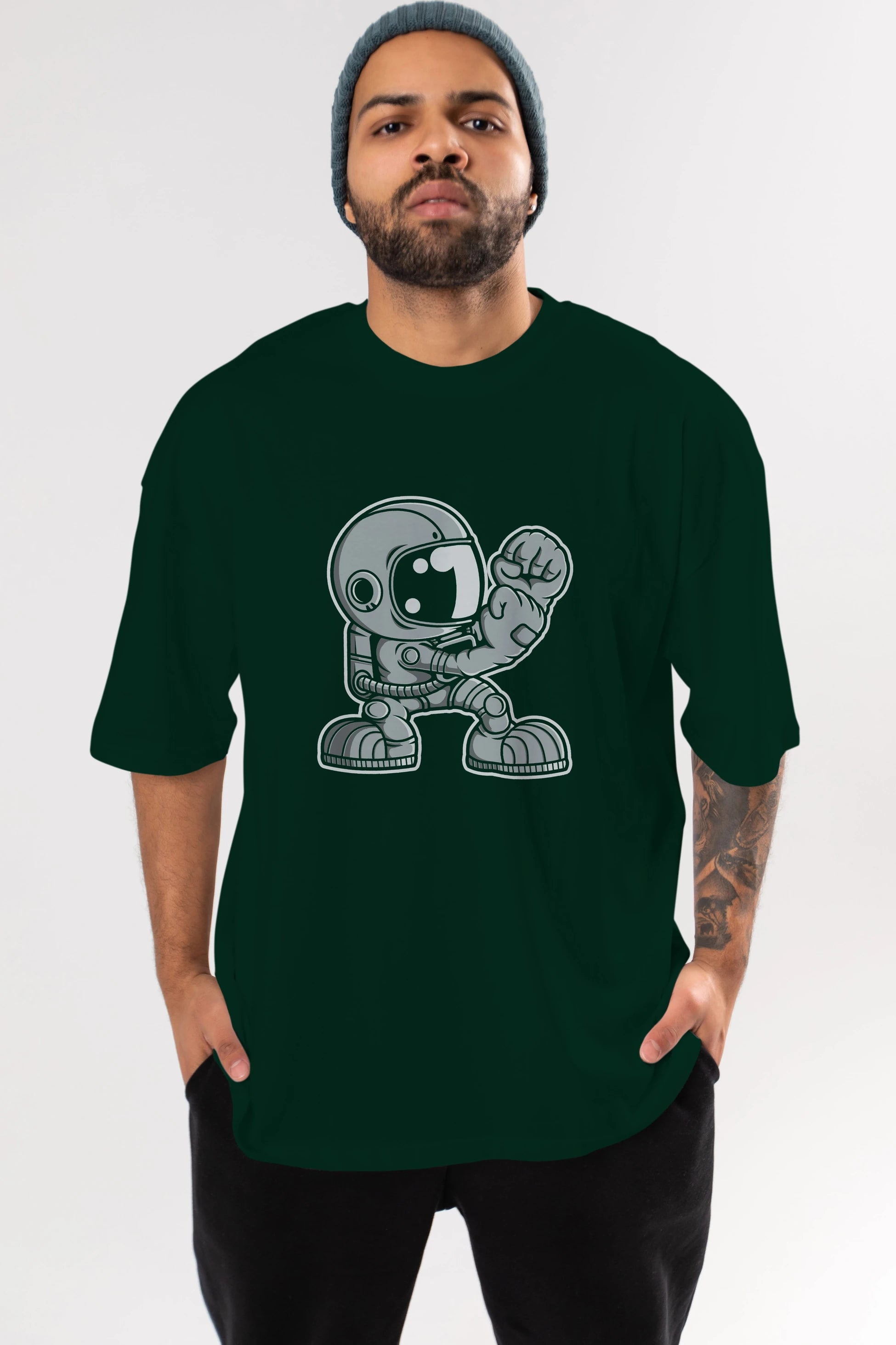 Astronaut Fighting Irish Ön Baskılı Oversize t-shirt Erkek Kadın Unisex