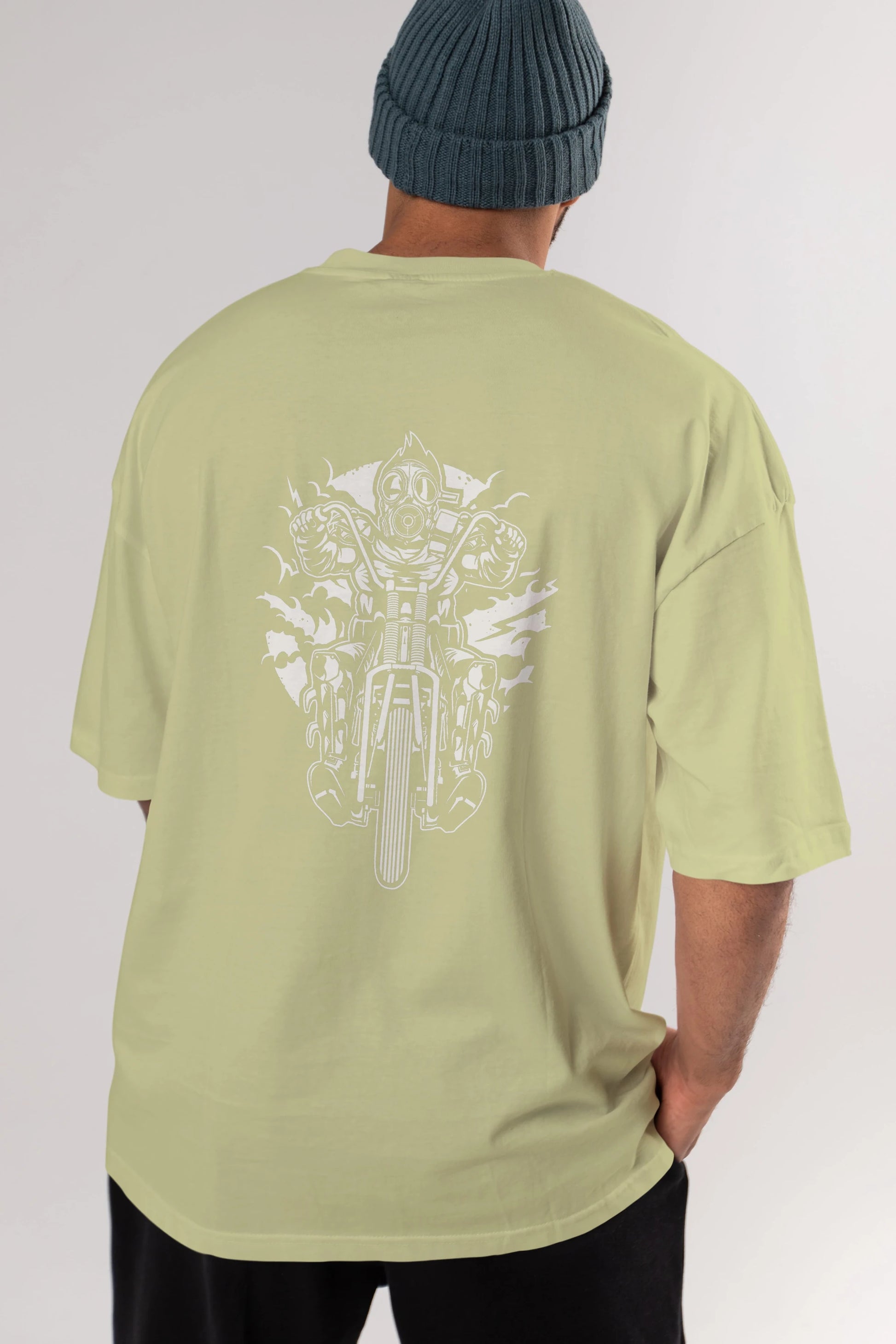 Gasmask Chopper Arka Baskılı Oversize t-shirt Erkek Kadın Unisex %100 Pamuk