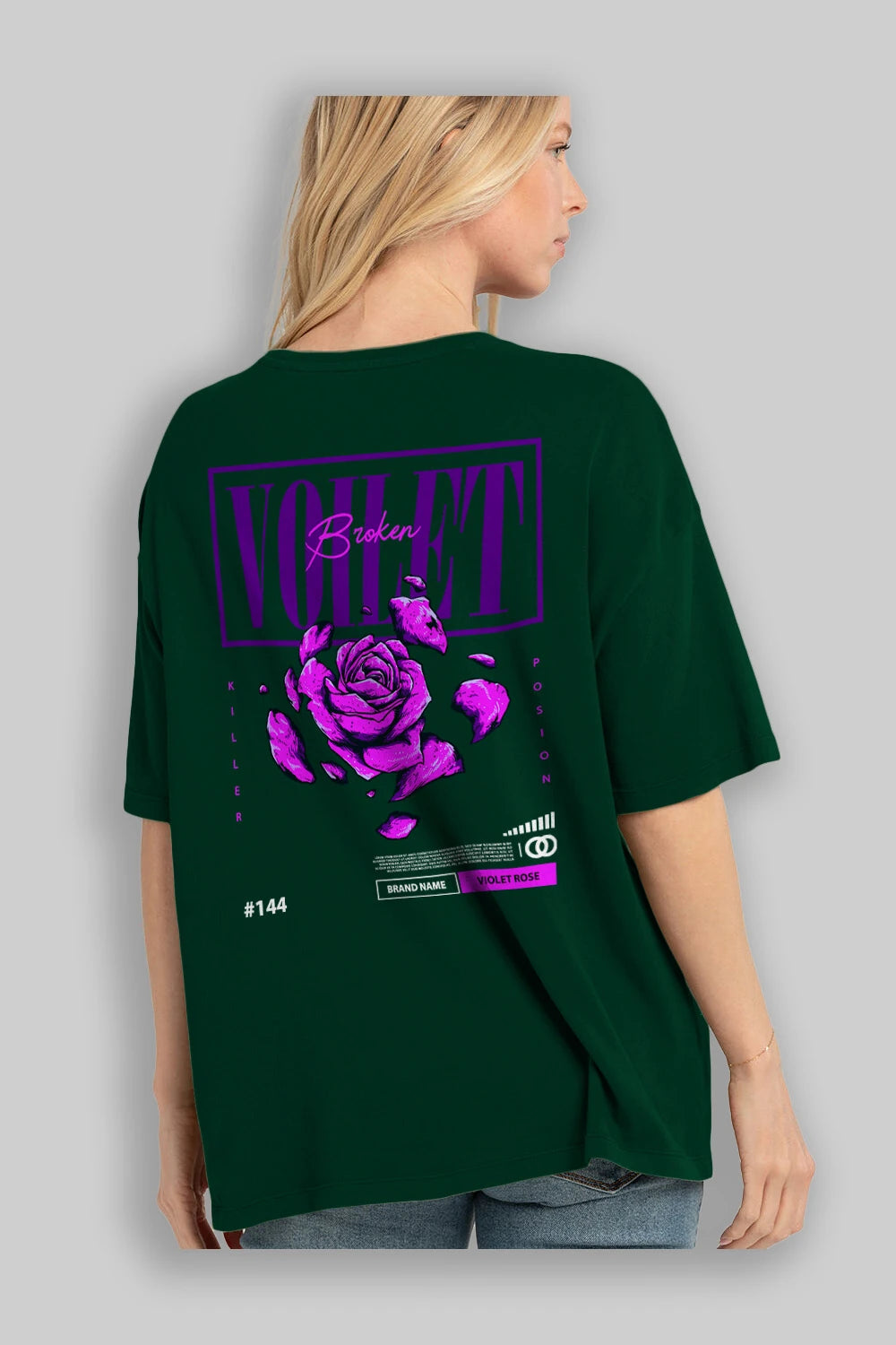 Voilet Broken Arka Baskılı Oversize t-shirt Erkek Kadın Unisex