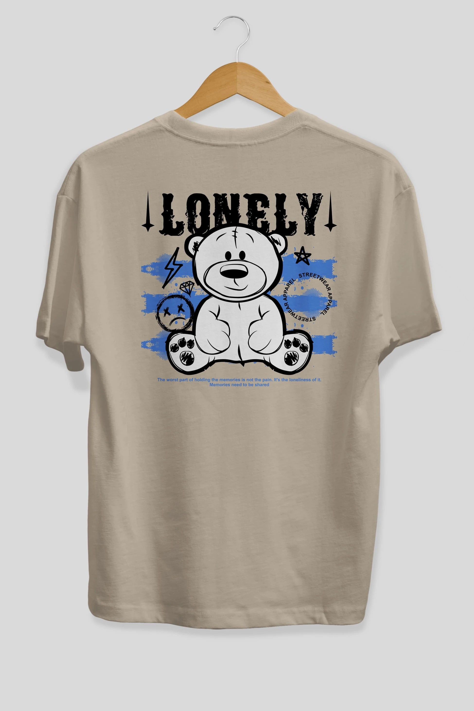 Teddy Bear Lonely Arka Baskılı Oversize t-shirt Erkek Kadın Unisex