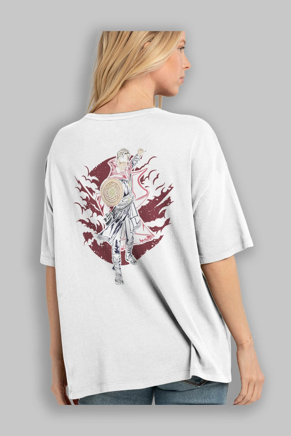 DOCTER STRANGE Arka Baskılı Oversize t-shirt Erkek Kadın Unisex %100 Pamuk