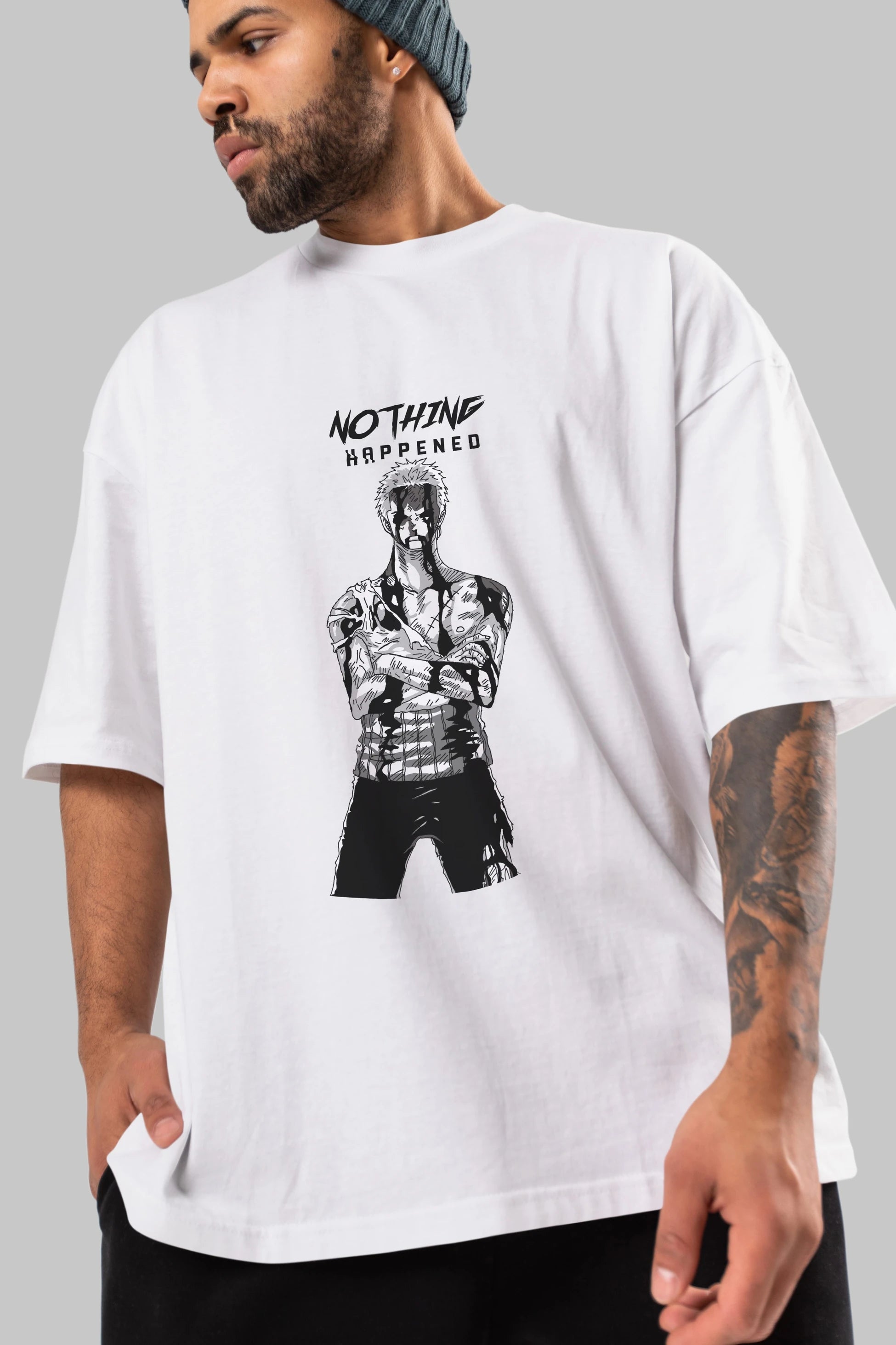 Roronoa Zoro 3 Anime Ön Baskılı Oversize t-shirt Erkek Kadın Unisex