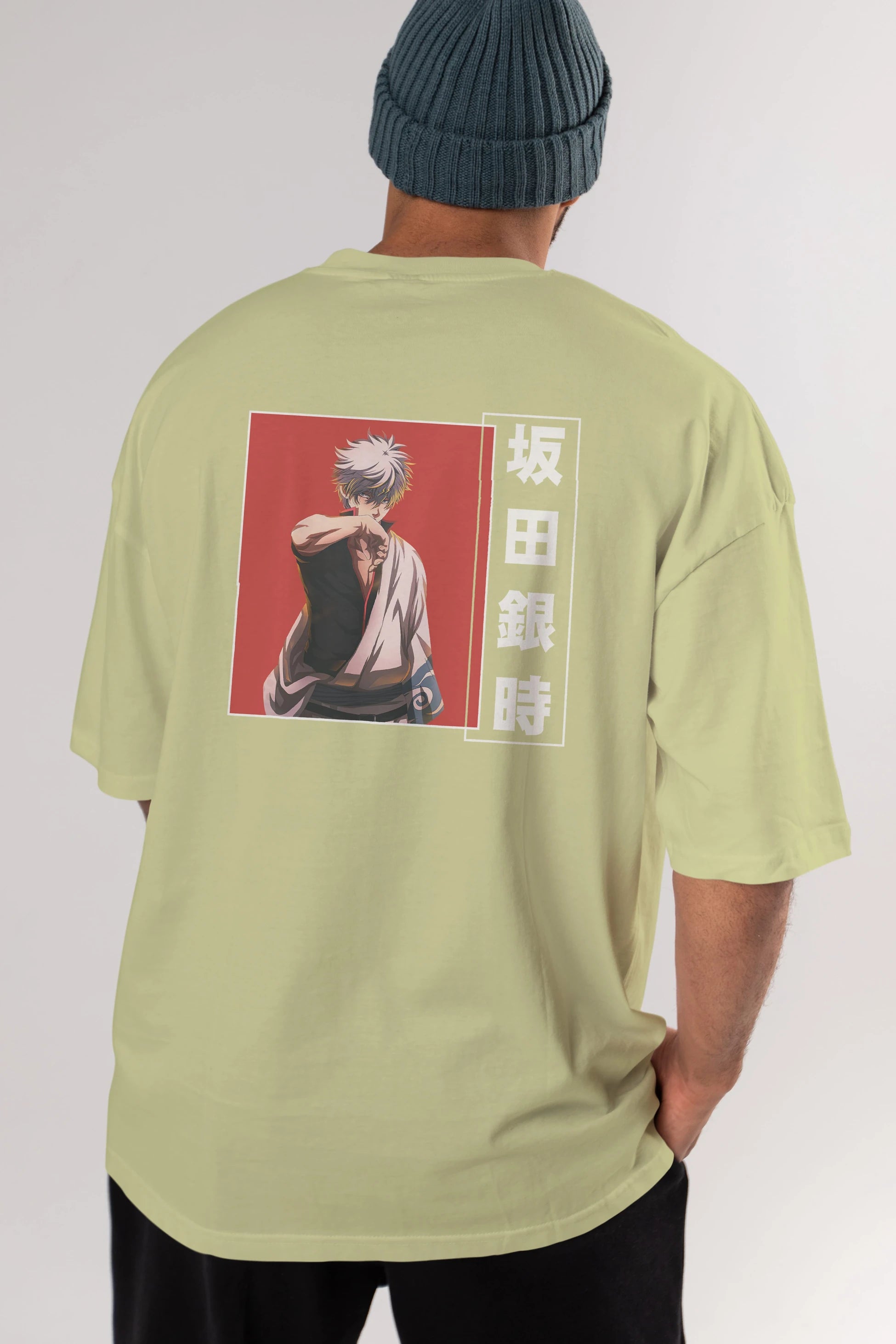 Gintoki Sakata GINTAMA 1 Anime Arka Baskılı Oversize t-shirt Erkek Kadın Unisex