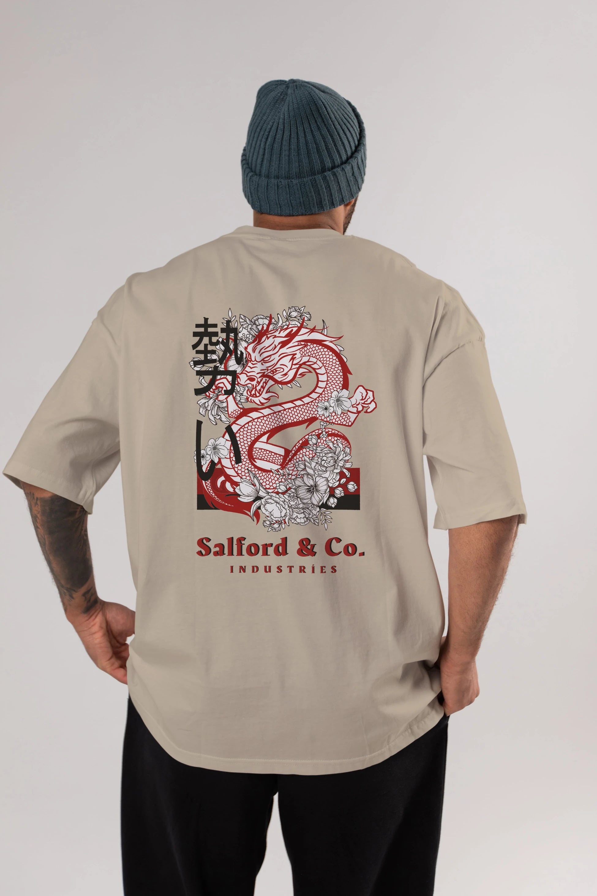 Dragon Arka Baskılı Oversize t-shirt Erkek Kadın Unisex