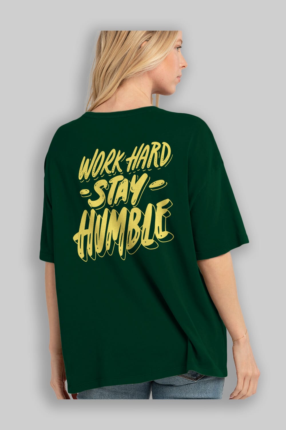 Word Hard Yazılı Arka Baskılı Oversize t-shirt Erkek Kadın Unisex