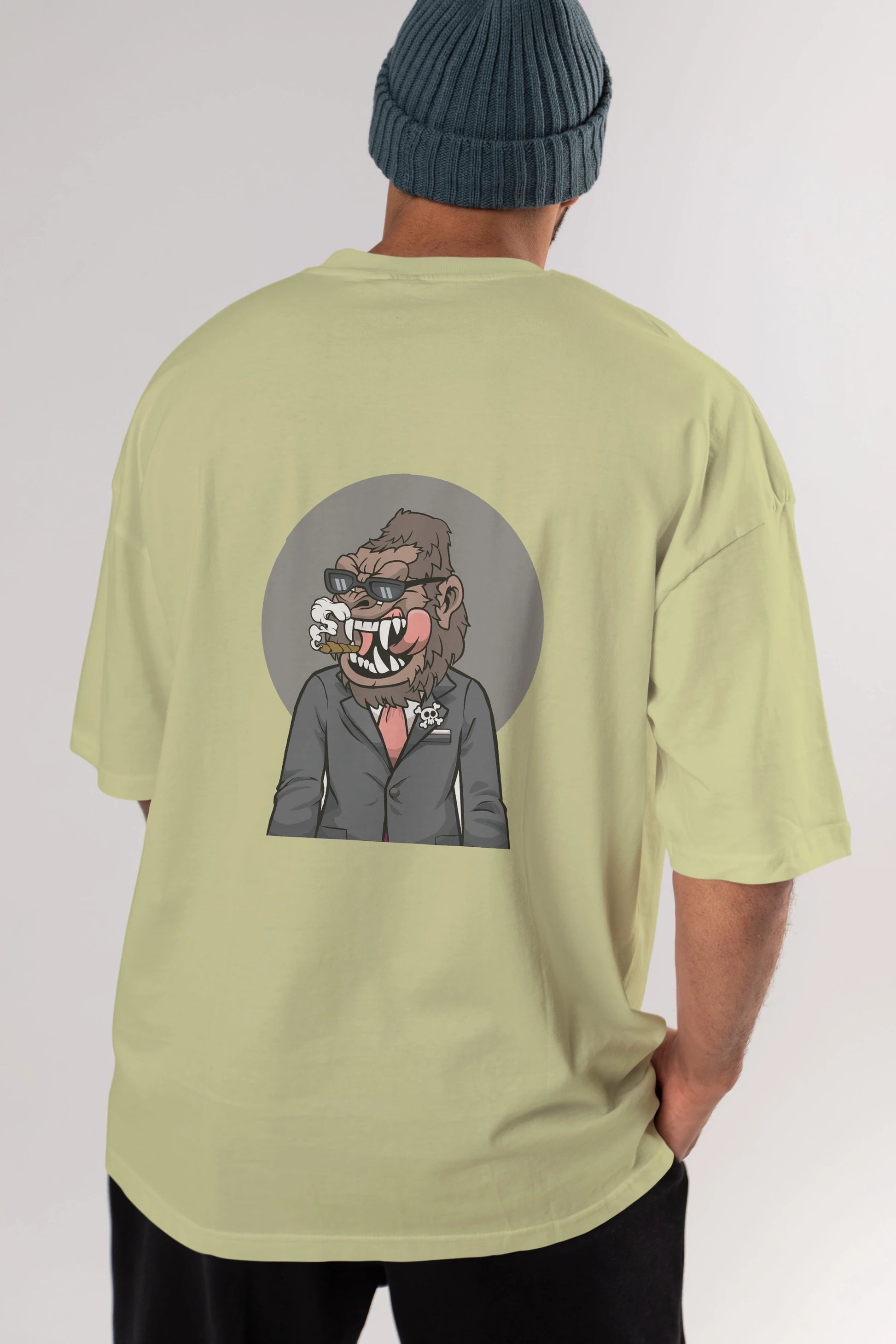 Monkey Suits Arka Baskılı Oversize t-shirt Erkek Kadın Unisex %100 Pamuk tişort