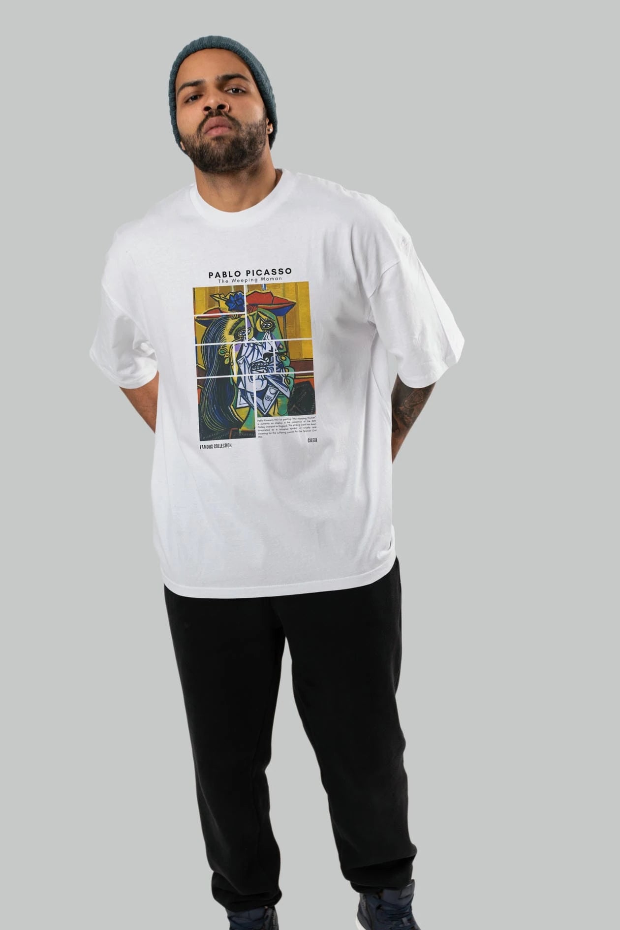 Pablo Picasso ön Baskılı Oversize t-shirt Erkek Kadın Bisiklet Yaka Pamuk tişort