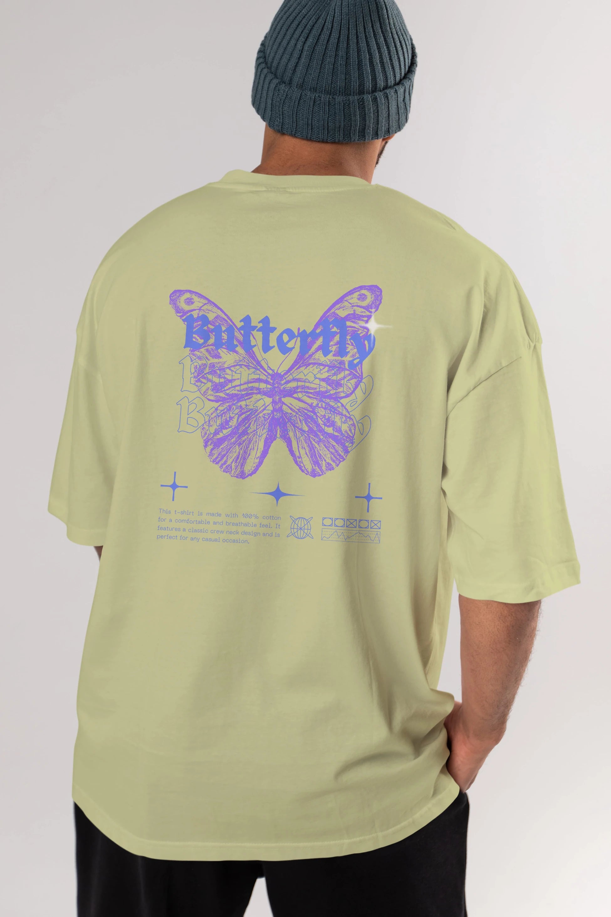 Butterfly Streetwear Arka Baskılı Oversize t-shirt Erkek Kadın Unisex