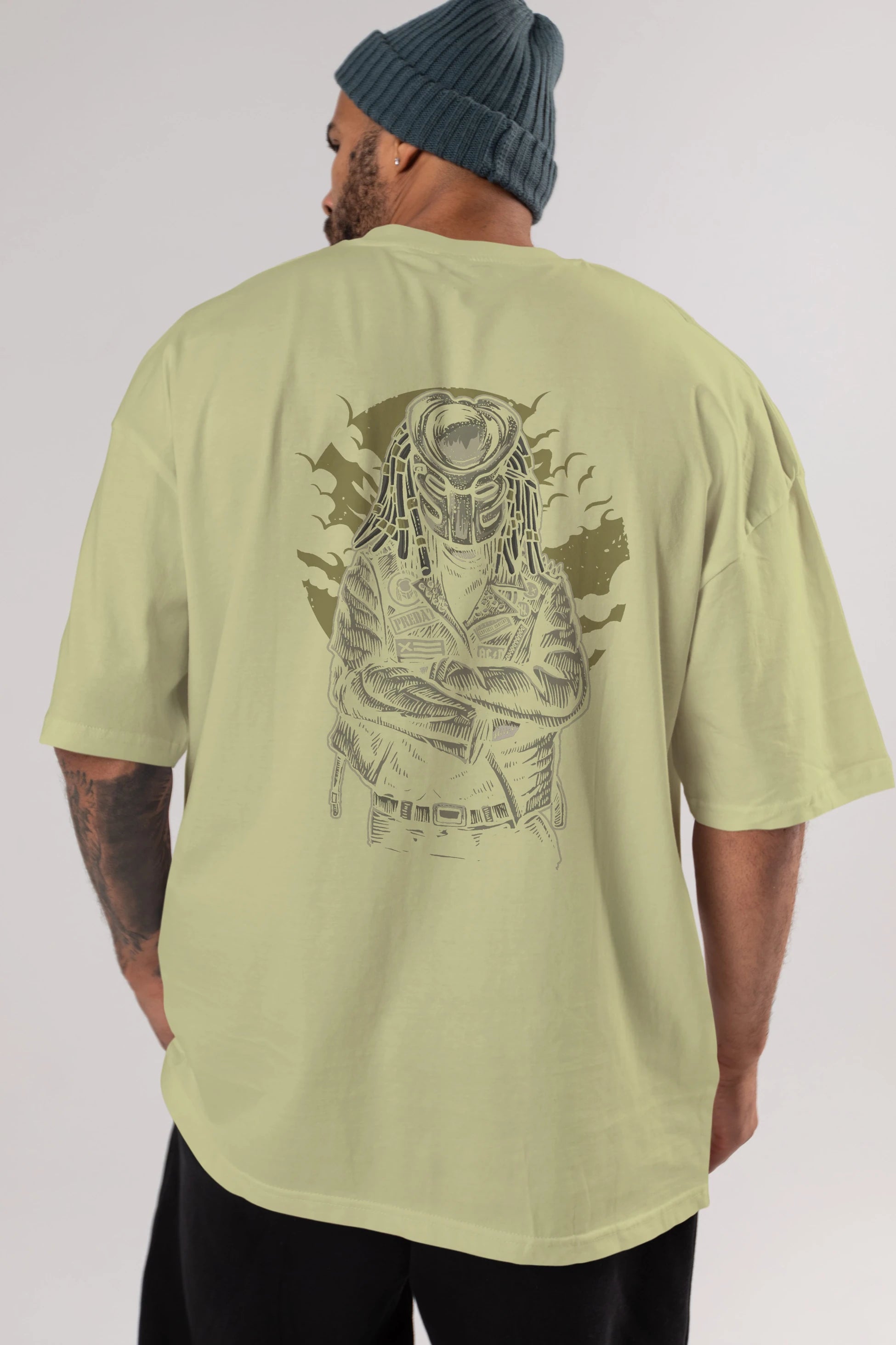 Predator Arka Baskılı Oversize t-shirt Erkek Kadın Unisex %100 Pamuk