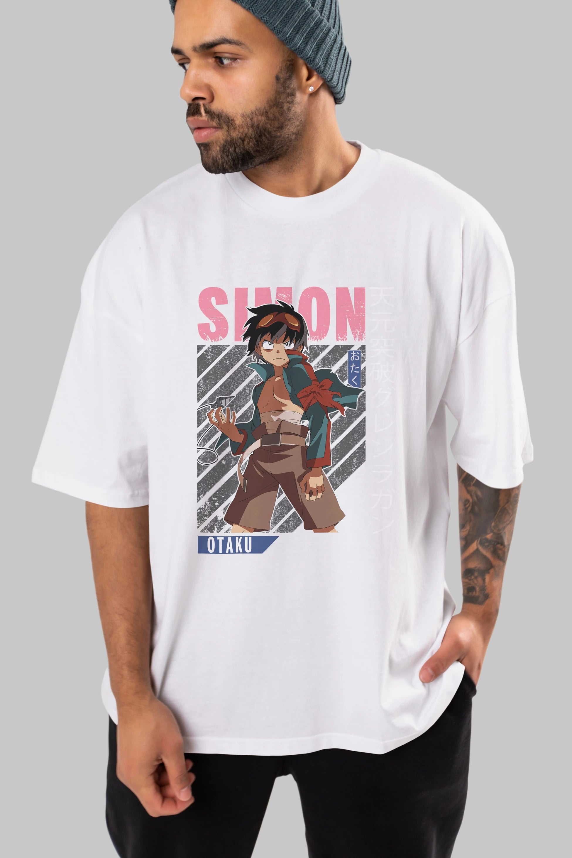 Simon 5 Anime Ön Baskılı Oversize t-shirt %100 pamuk Erkek Kadın Unisex