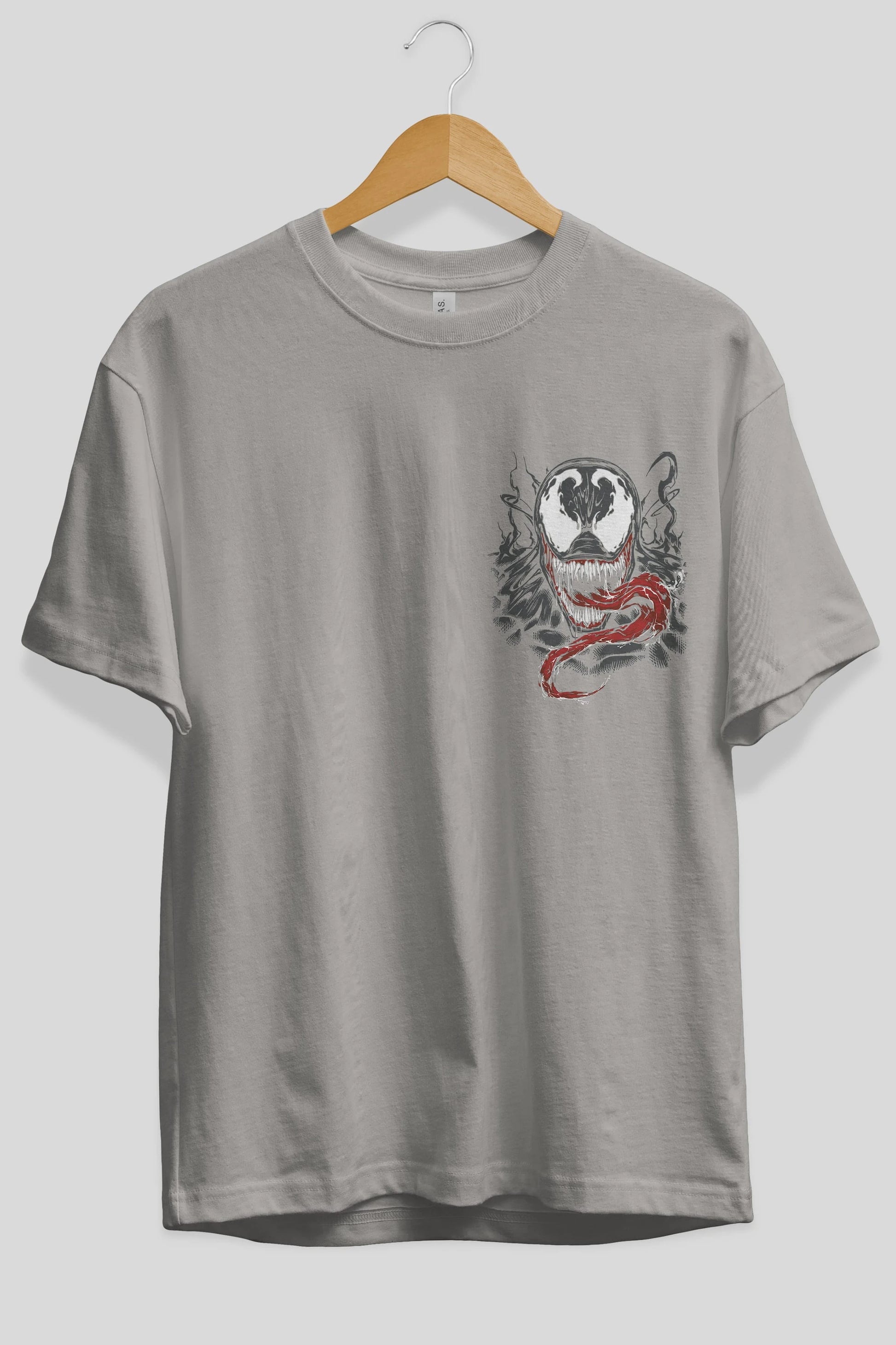 Venom (18) Ön Sol Baskılı Oversize t-shirt Erkek Kadın Unisex %100 Pamuk Bisiklet Yaka tişort
