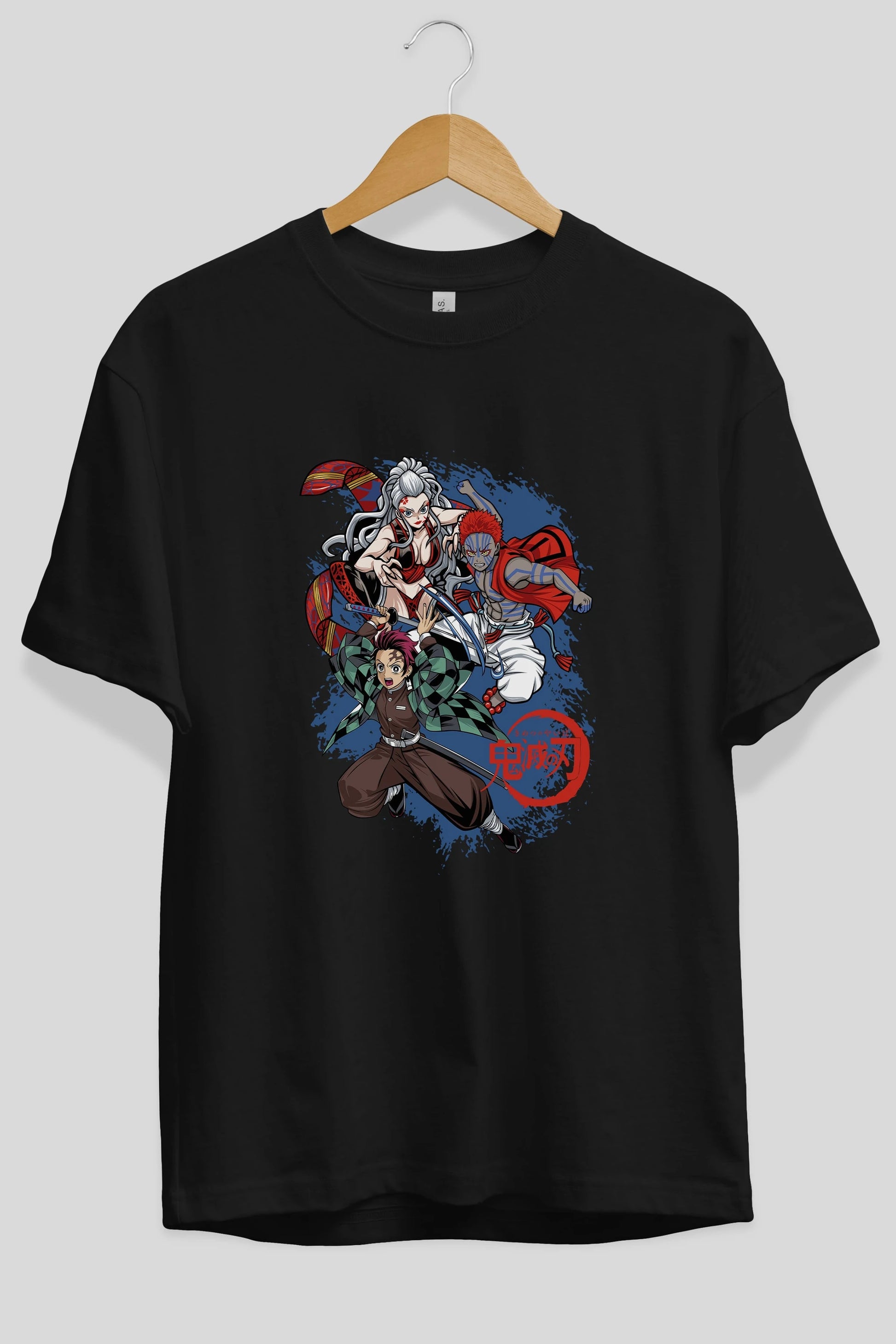 TANJIRO ,AKAZA,DAKI Anime Ön Baskılı Oversize t-shirt %100 pamuk Erkek Kadın Unisex