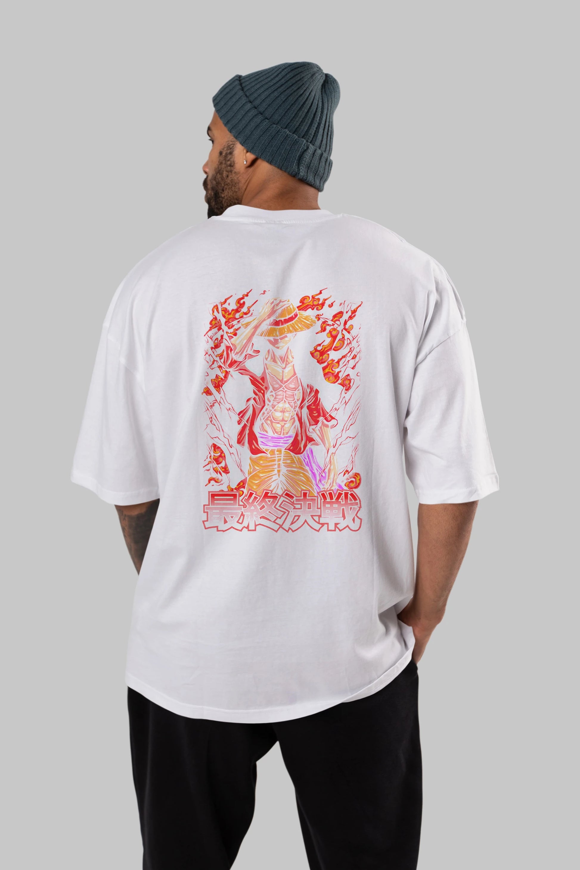MONKEY D. LUFFY (3) Anime Arka Baskılı Oversize t-shirt Erkek Kadın Unisex