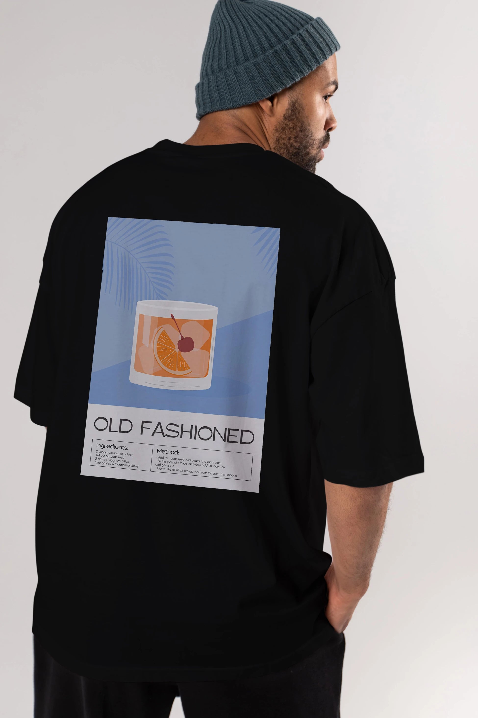 Old Fashioned 3 Arka Baskılı Oversize t-shirt Erkek Kadın Unisex %100 Pamuk Bisiklet Yaka tişort