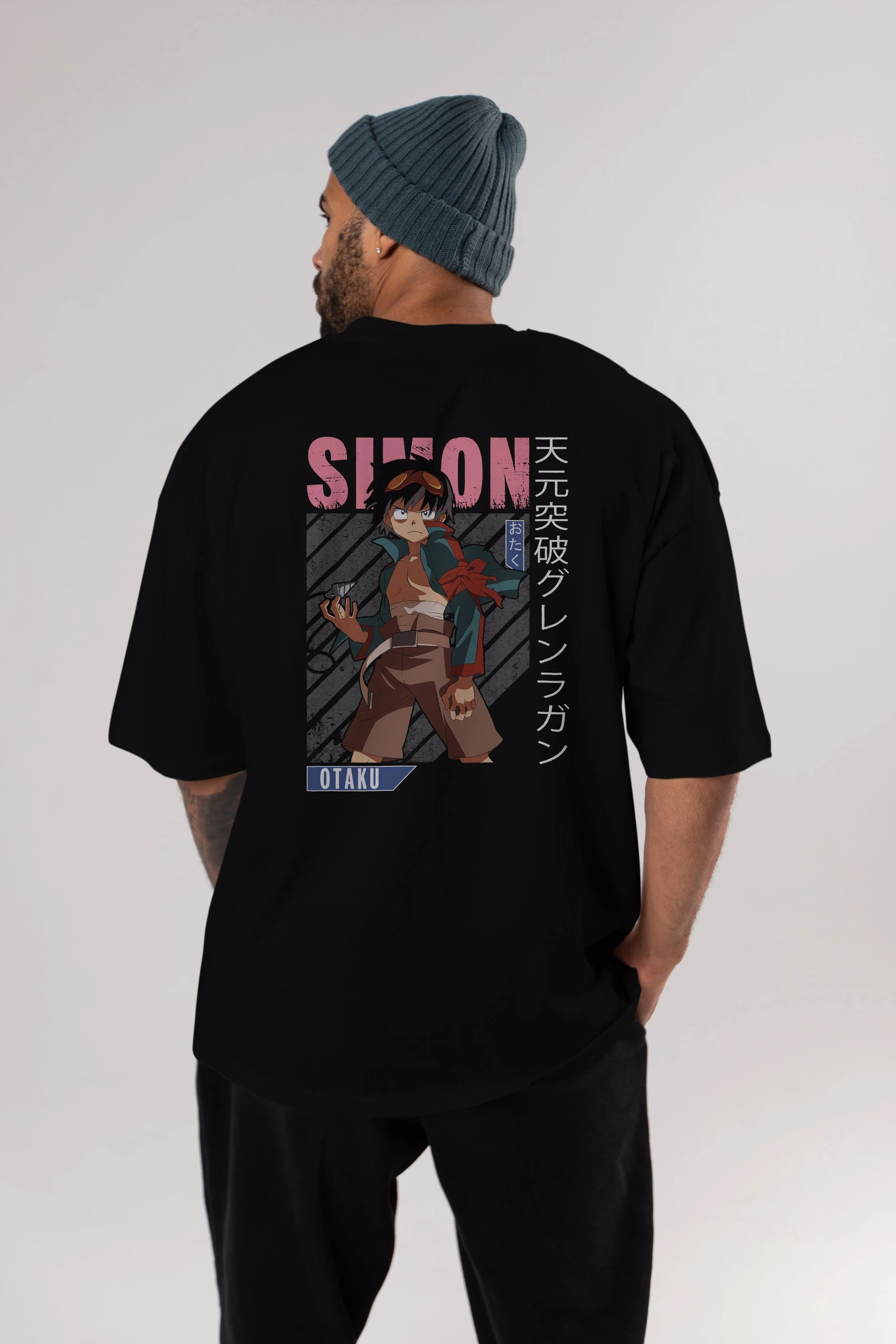 Simon 5 Anime Arka Baskılı Oversize t-shirt Erkek Kadın Unisex