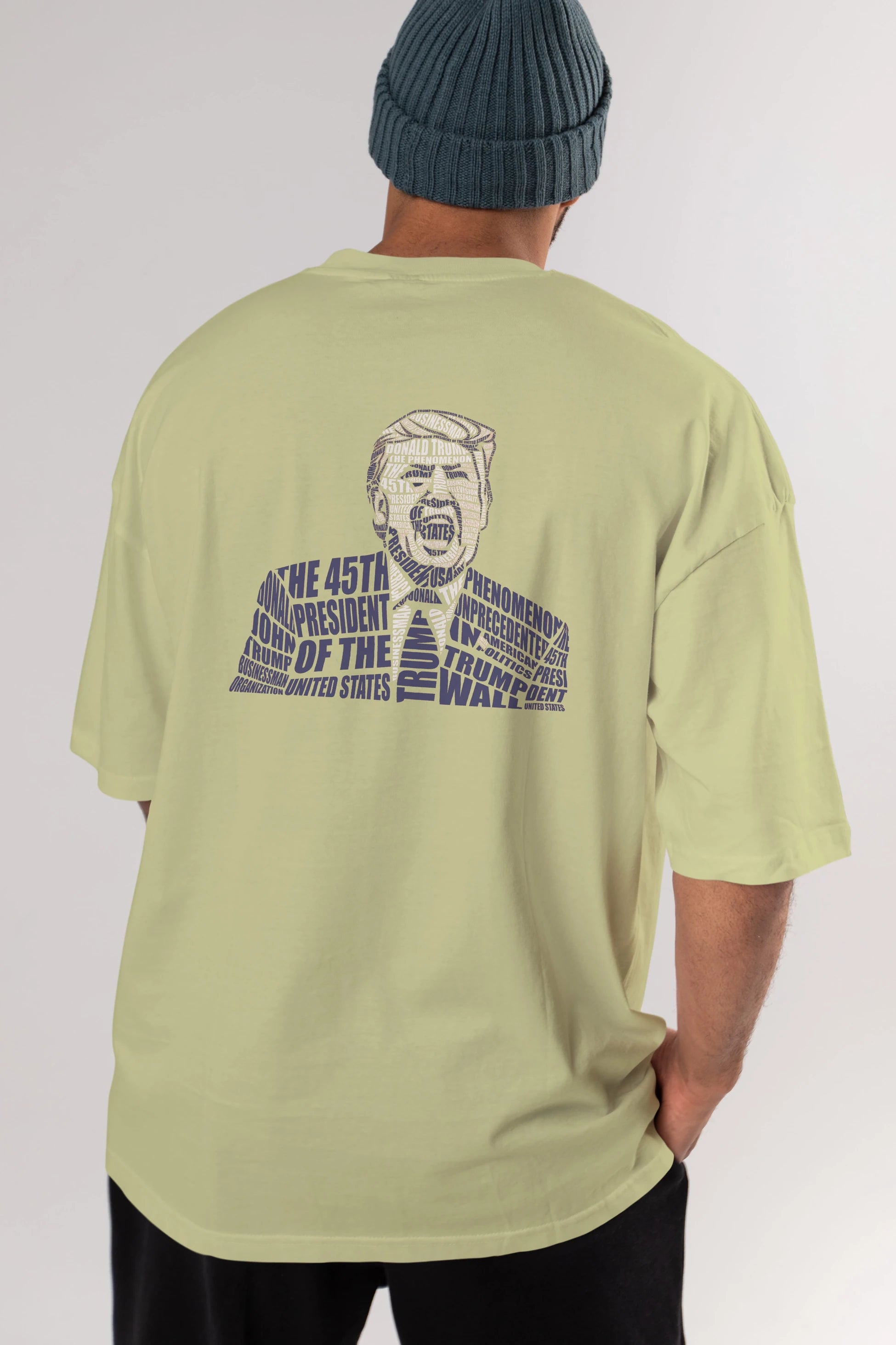 Trump Calligram Arka Baskılı Oversize t-shirt %100 pamuk Erkek Kadın Unisex