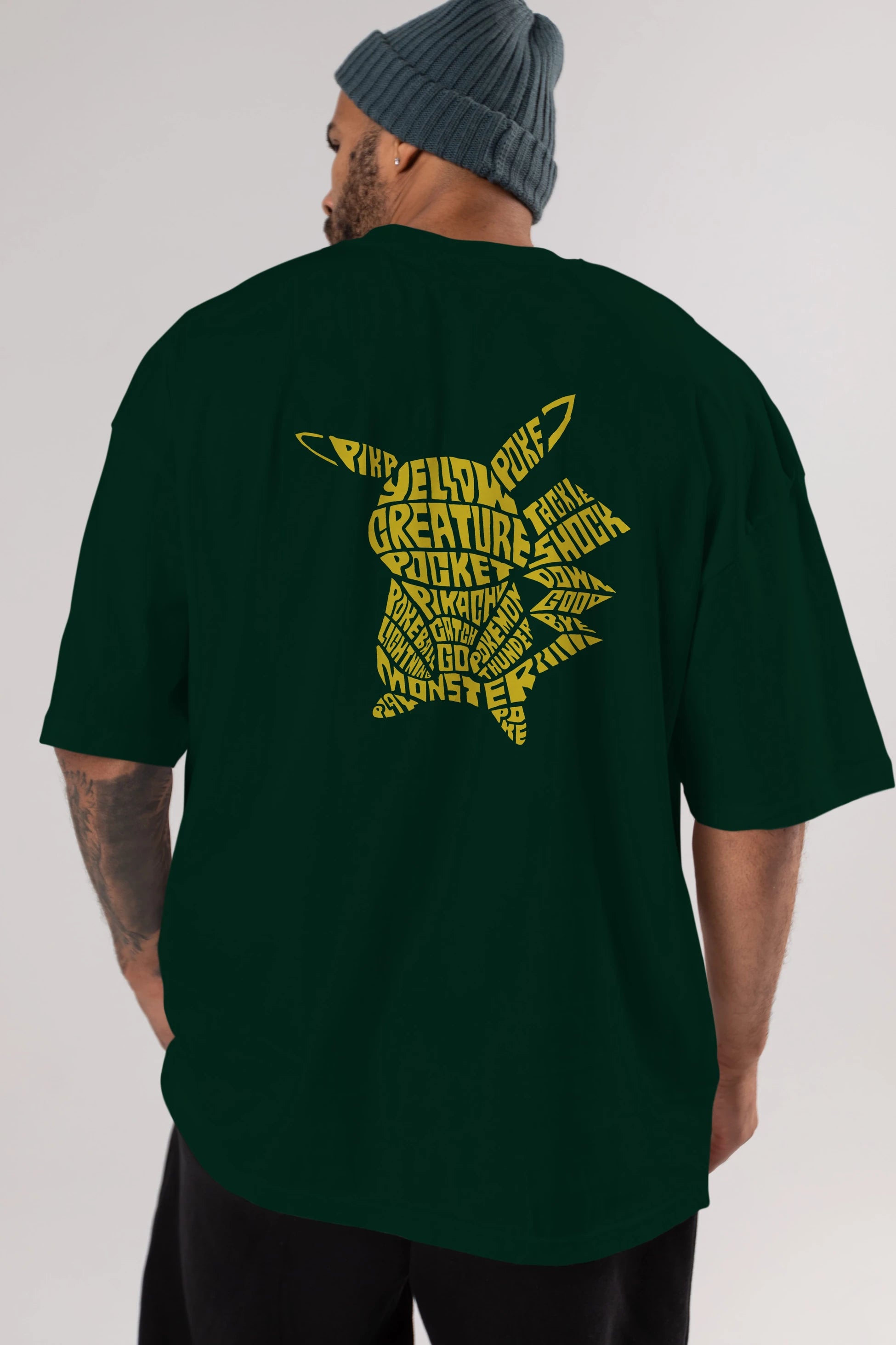 Pocket Monster Arka Baskılı Oversize t-shirt %100 pamuk Erkek Kadın Unisex