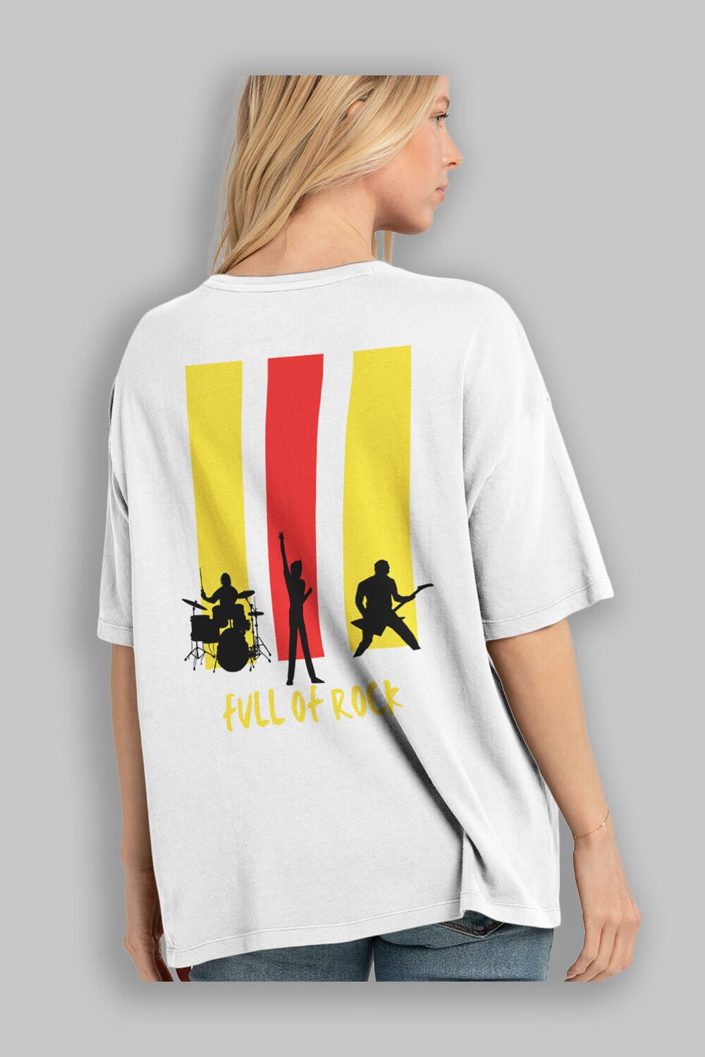 Full of Rock Yazılı Arka Baskılı Oversize t-shirt Erkek Kadın Unisex