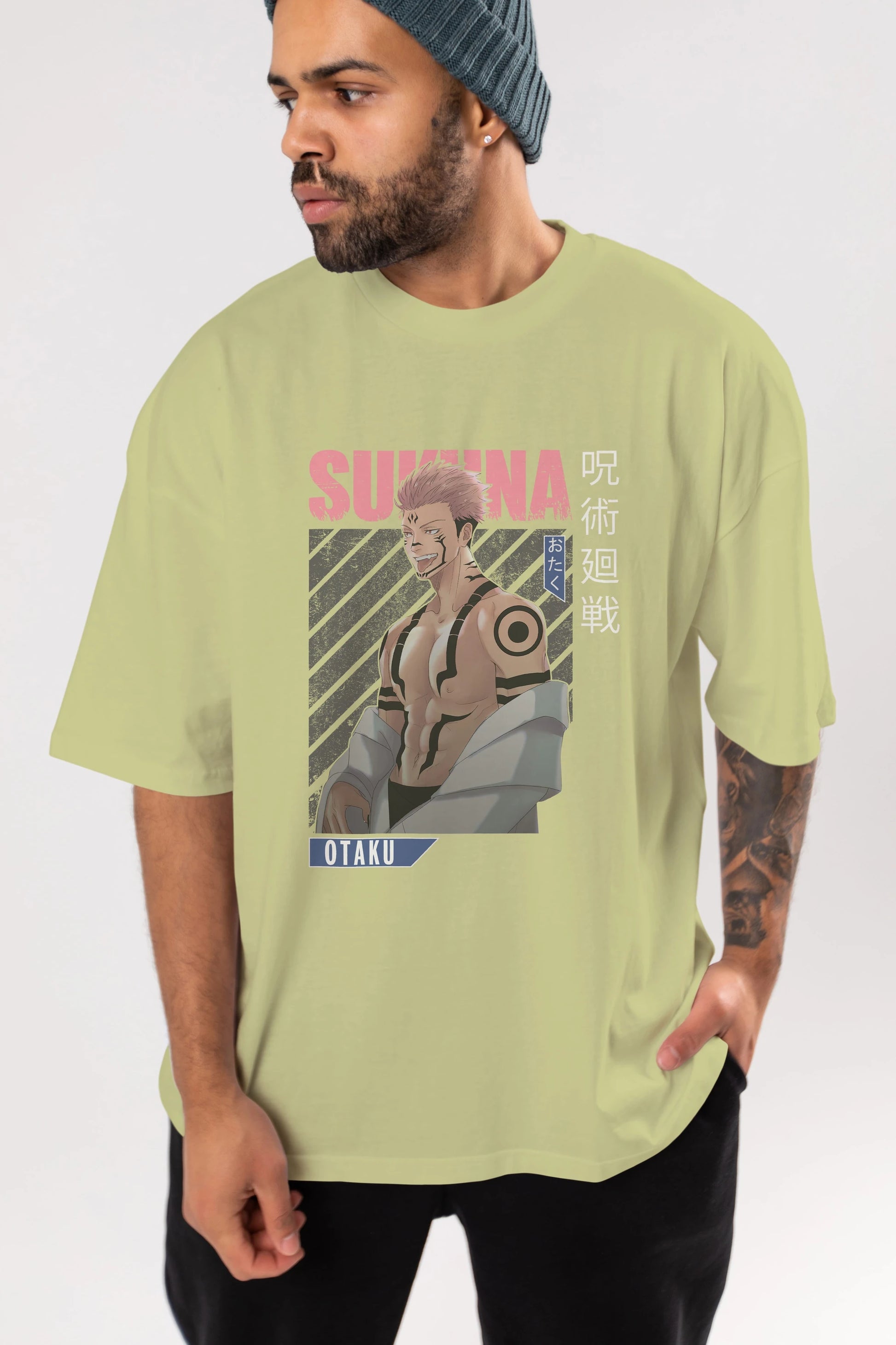 Sukuna Ryoumen Anime Ön Baskılı Oversize t-shirt %100 pamuk Erkek Kadın Unisex