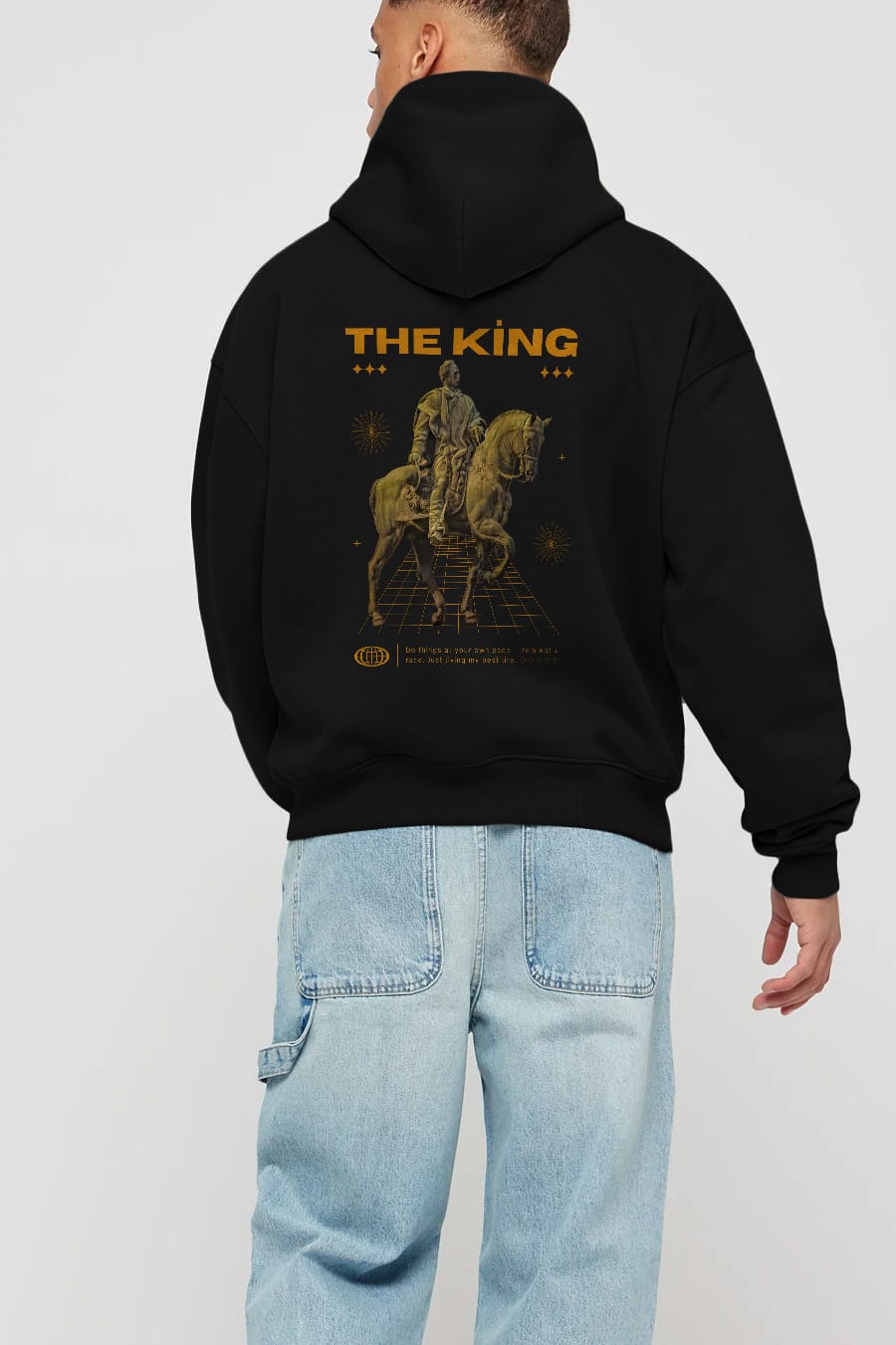 The King Yazılı Arka Baskılı Oversize Hoodie Kapüşonlu Sweatshirt Erkek Kadın Unisex