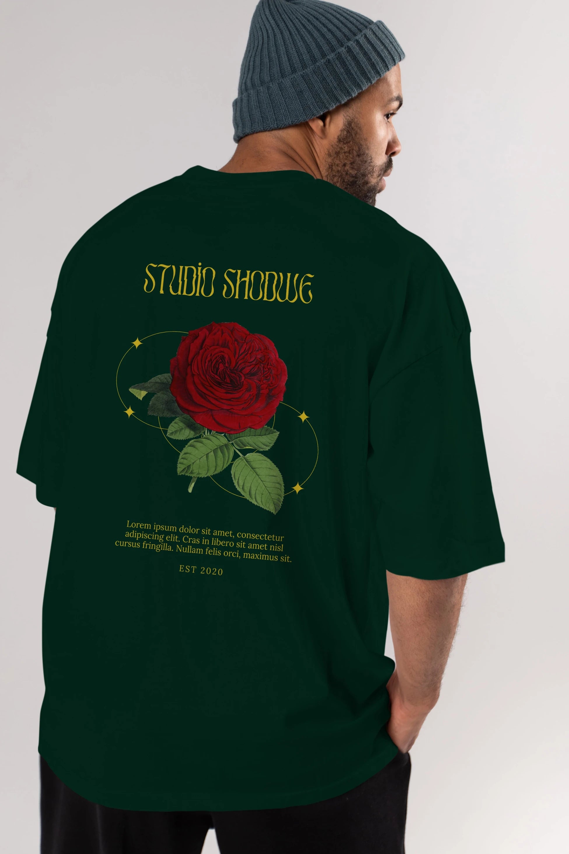 Studio Shodwe Rose Arka Baskılı Oversize t-shirt Erkek Kadın Unisex