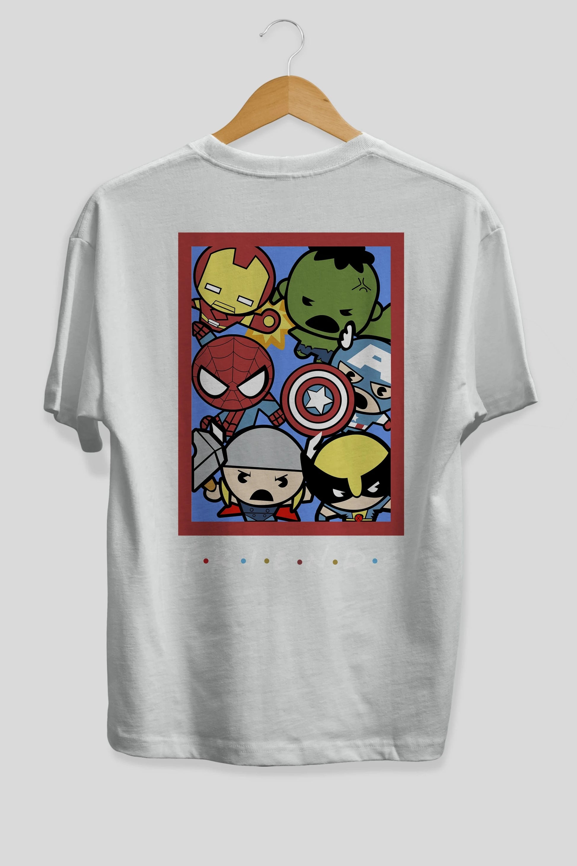 Friends Avenger Arka Baskılı Oversize t-shirt Erkek Kadın Unisex %100 Pamuk Bisiklet Yaka tişort