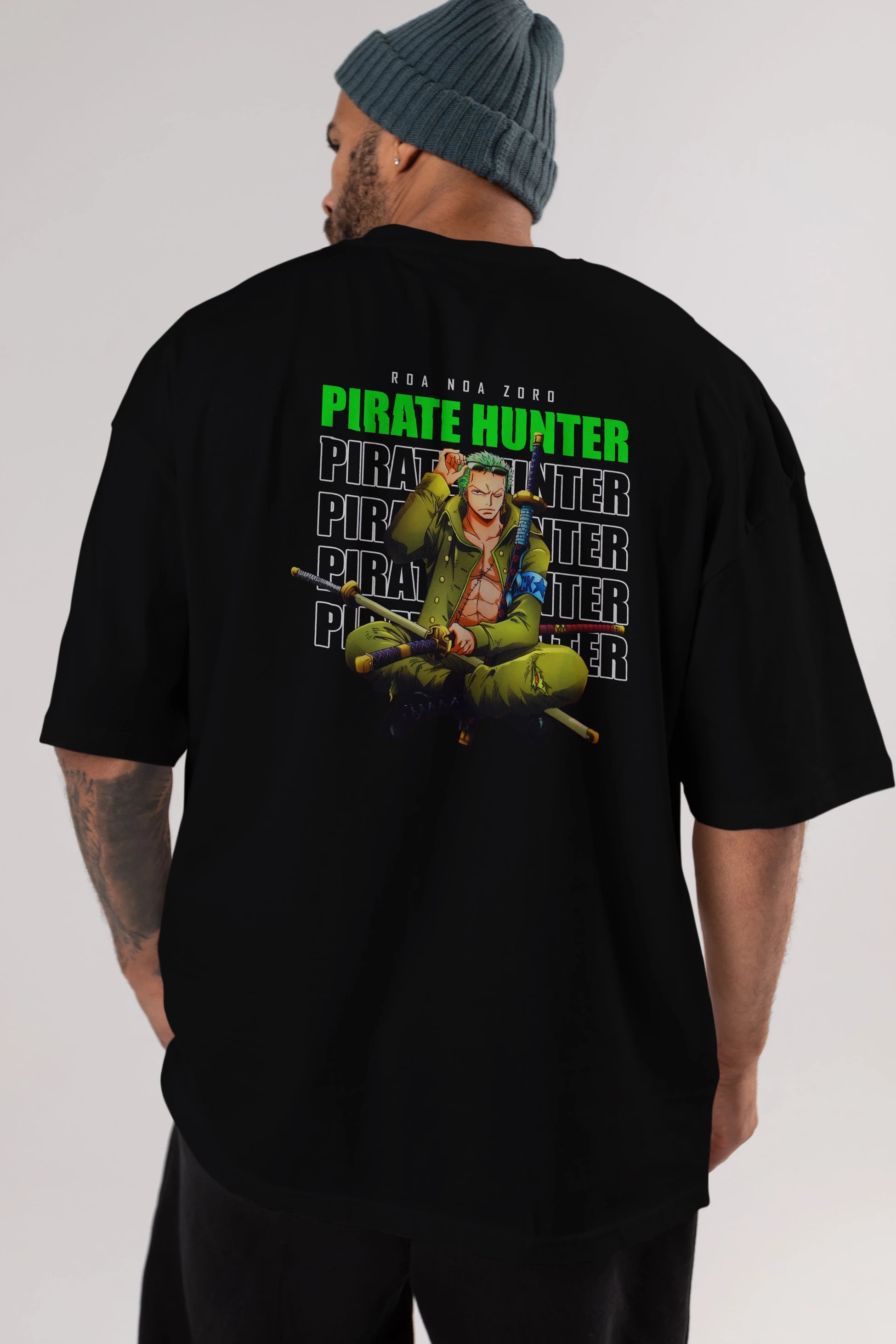 Roronoa Zoro 4 Anime Arka Baskılı Oversize t-shirt Erkek Kadın Unisex %100 pamuk tişort