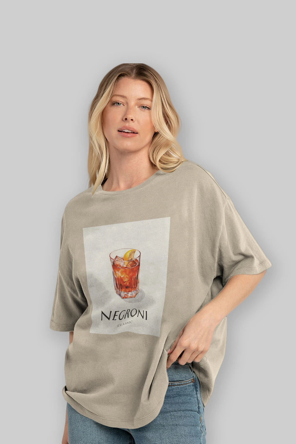 Negroni Classic Ön Baskılı Oversize t-shirt Erkek Kadın Unisex %100 Pamuk Bisiklet Yaka tişort