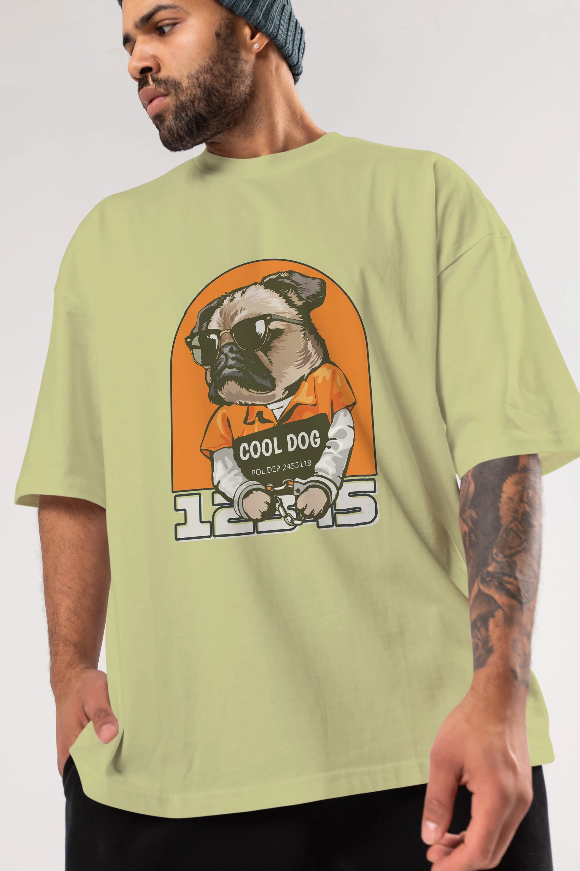 Cool Dog Ön Baskılı Oversize t-shirt Erkek Kadın Unisex