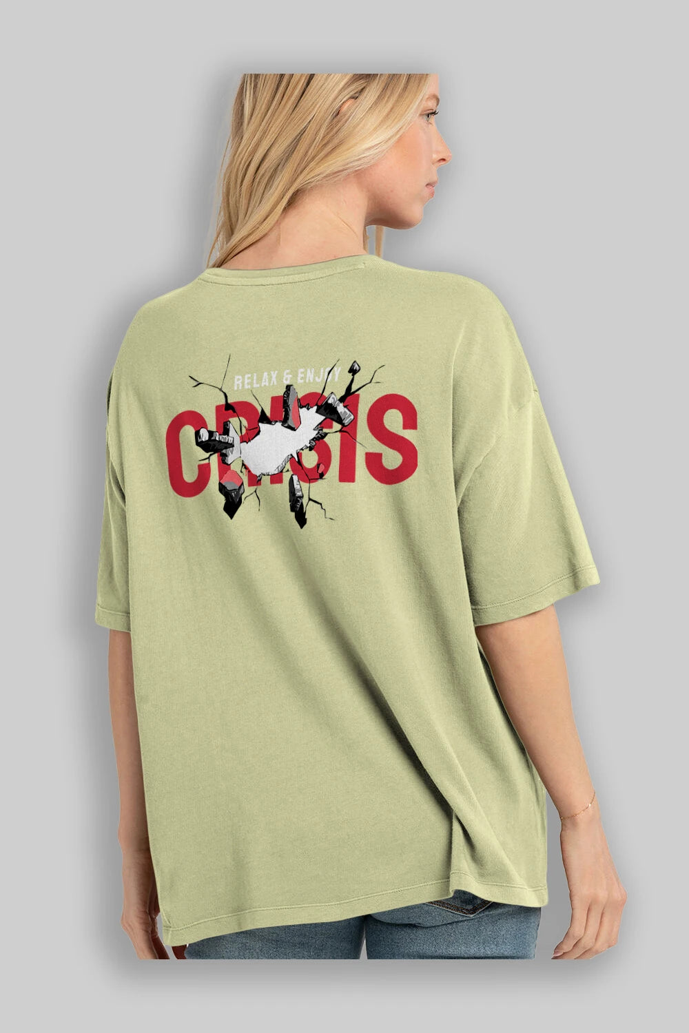 Relax and Enjoy Arka Baskılı Oversize t-shirt Erkek Kadın Unisex