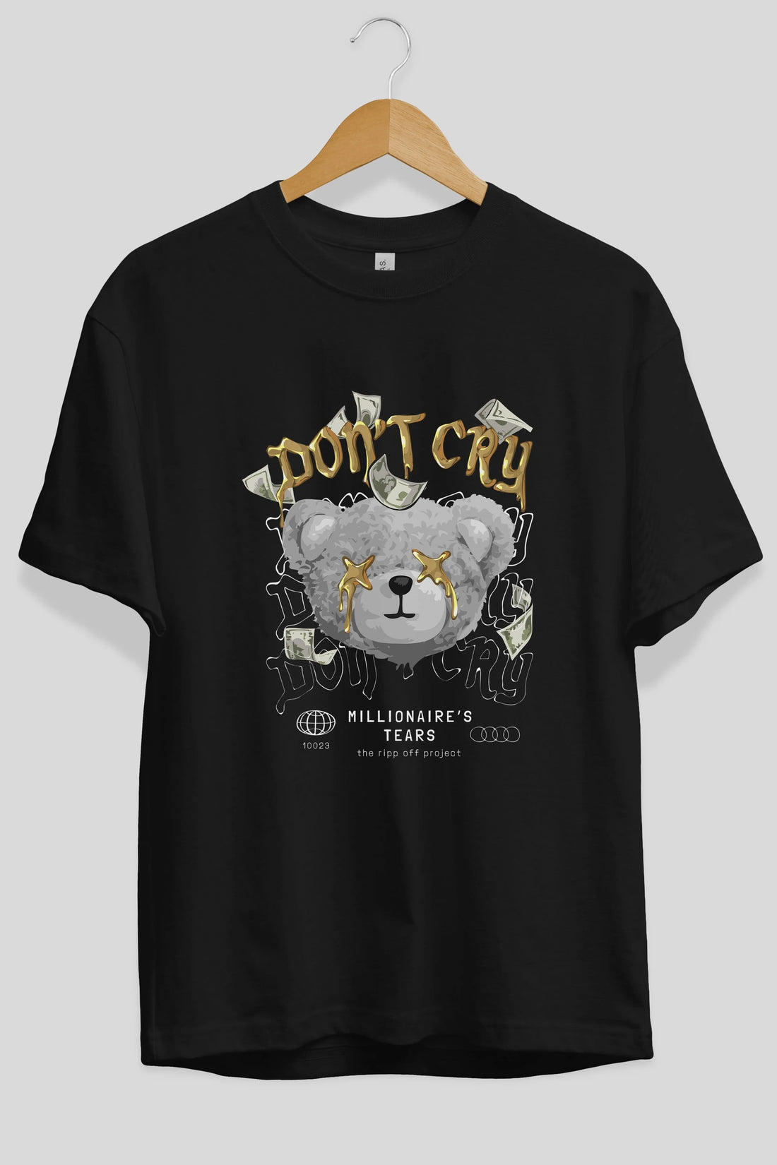 Dont Cry Bear Ön Baskılı Oversize t-shirt Erkek Kadın Unisex