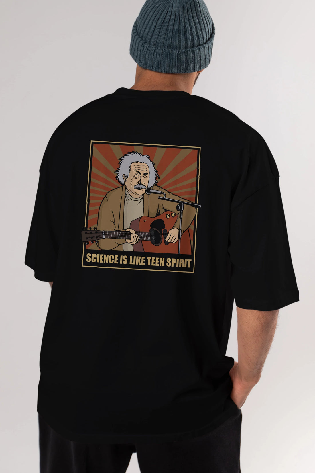 Kurt Einstein Arka Baskılı Oversize t-shirt Erkek Kadın Unisex %100 Pamuk tişort