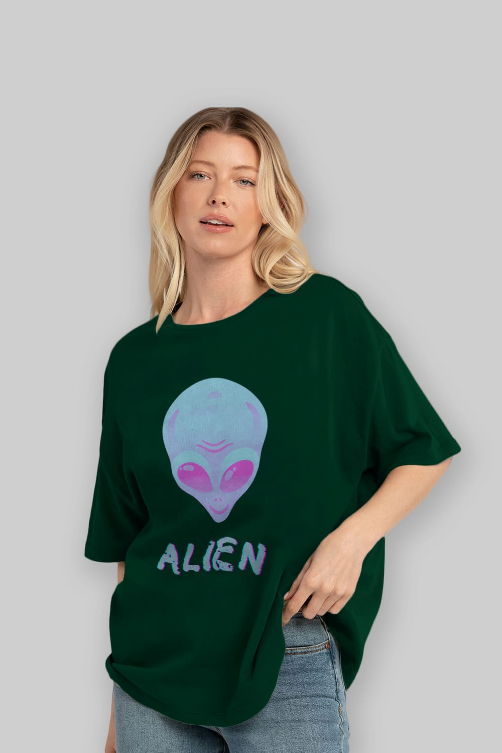 Alien Ön Baskılı Oversize t-shirt Erkek Kadın Unisex