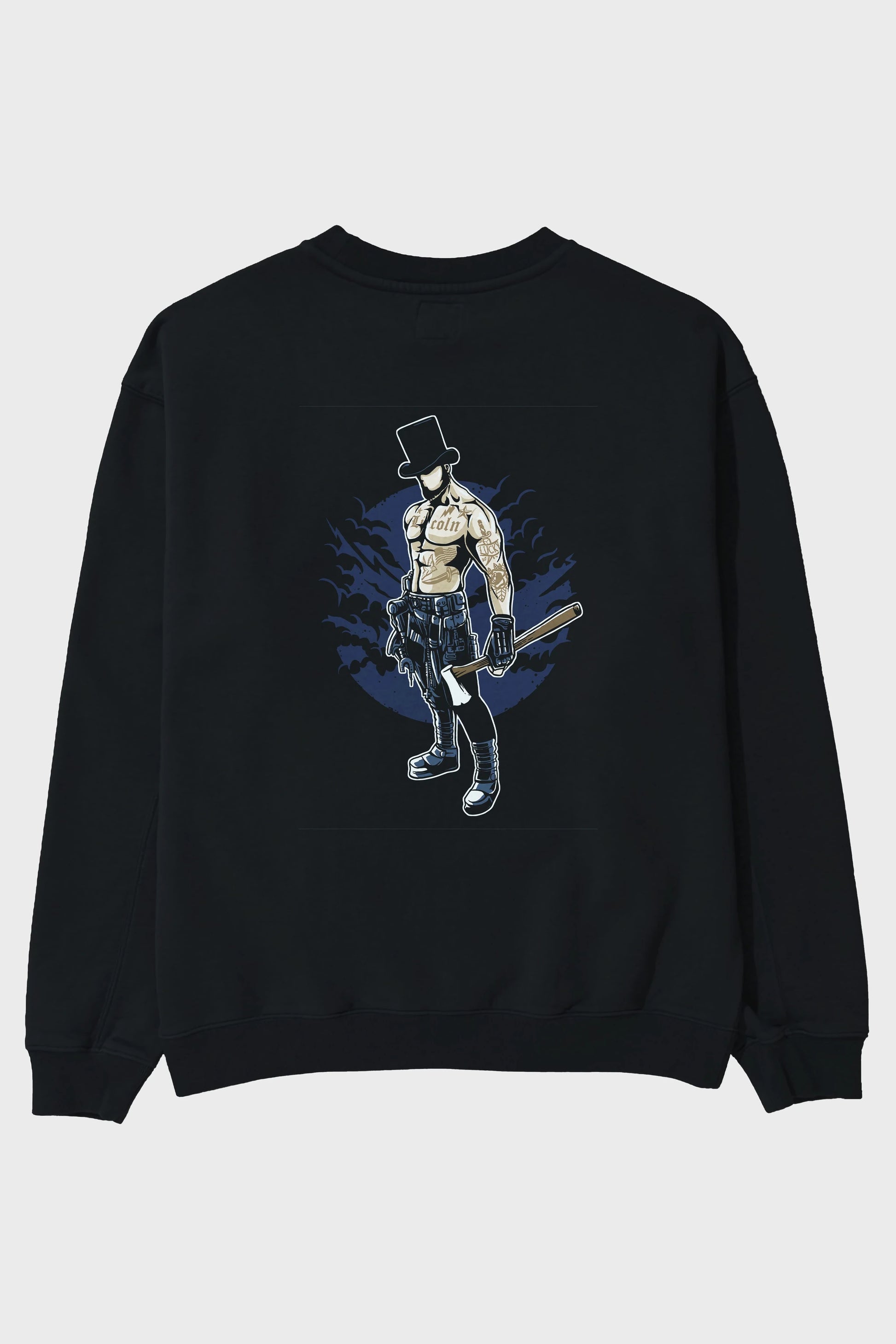 Lincoln Arka Baskılı Oversize Sweatshirt Erkek Kadın Unisex