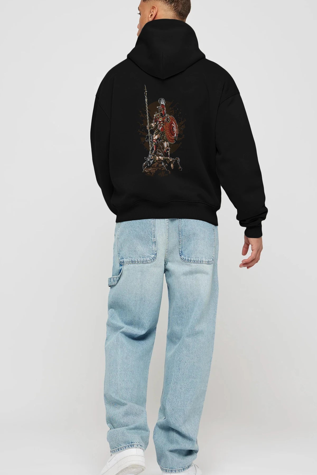 Sparta Arka Baskılı Hoodie Oversize Kapüşonlu Sweatshirt Erkek Kadın Unisex