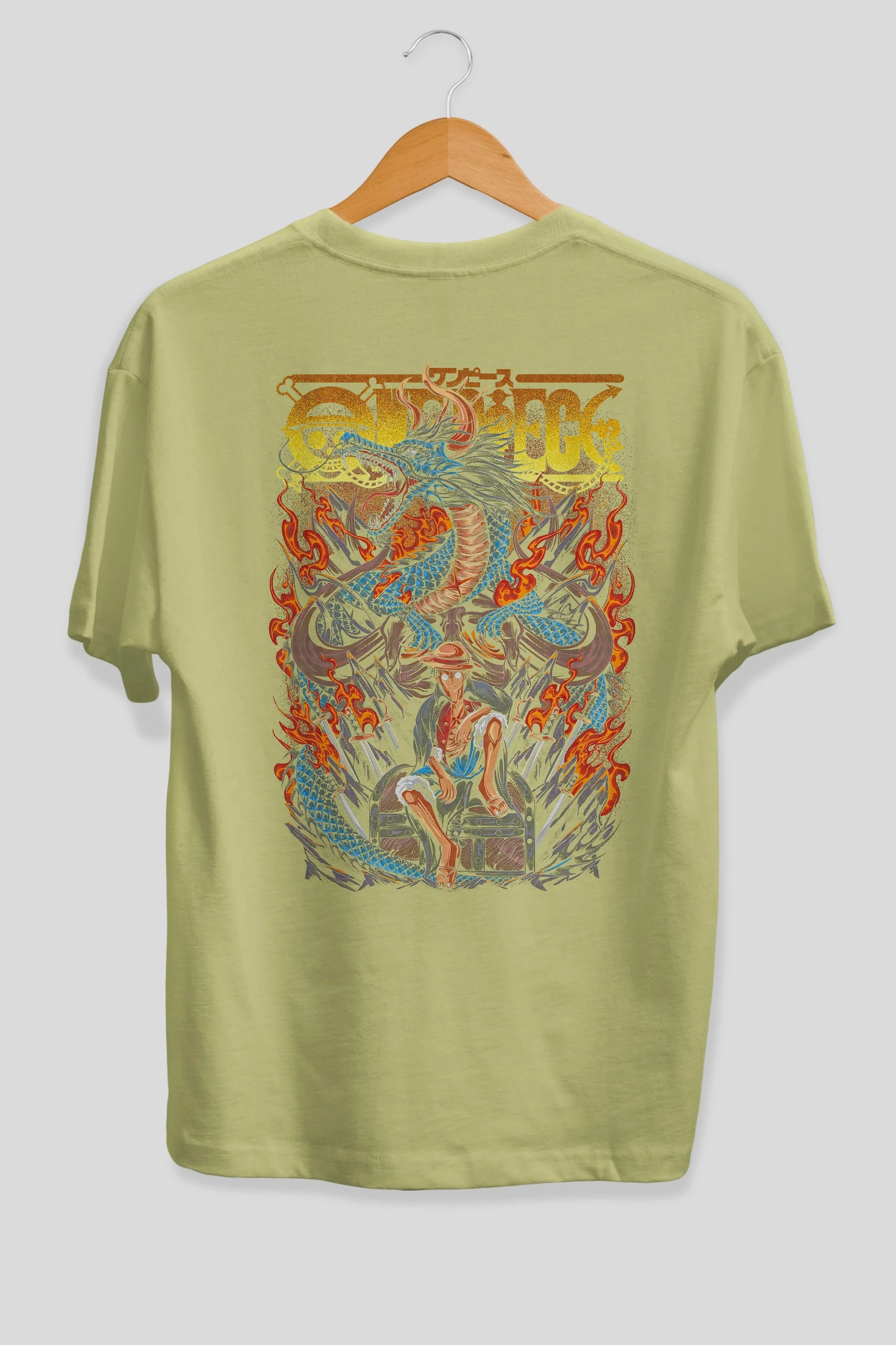MONKEY D. LUFF-ONE PIECE Anime Arka Baskılı Oversize t-shirt Erkek Kadın Unisex