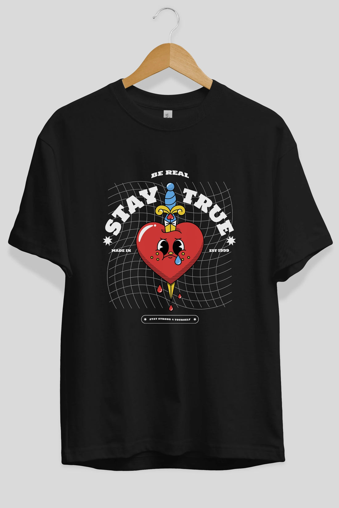 Stay True Ön Baskılı Oversize t-shirt Erkek Kadın Unisex