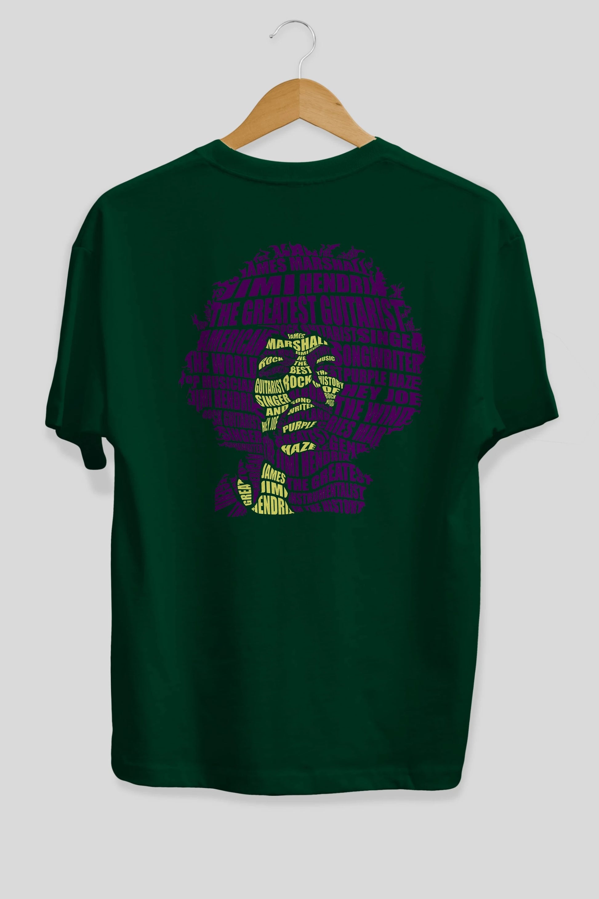 Jimmy Hendrix Calligram Arka Baskılı Oversize t-shirt %100 pamuk Erkek Kadın Unisex